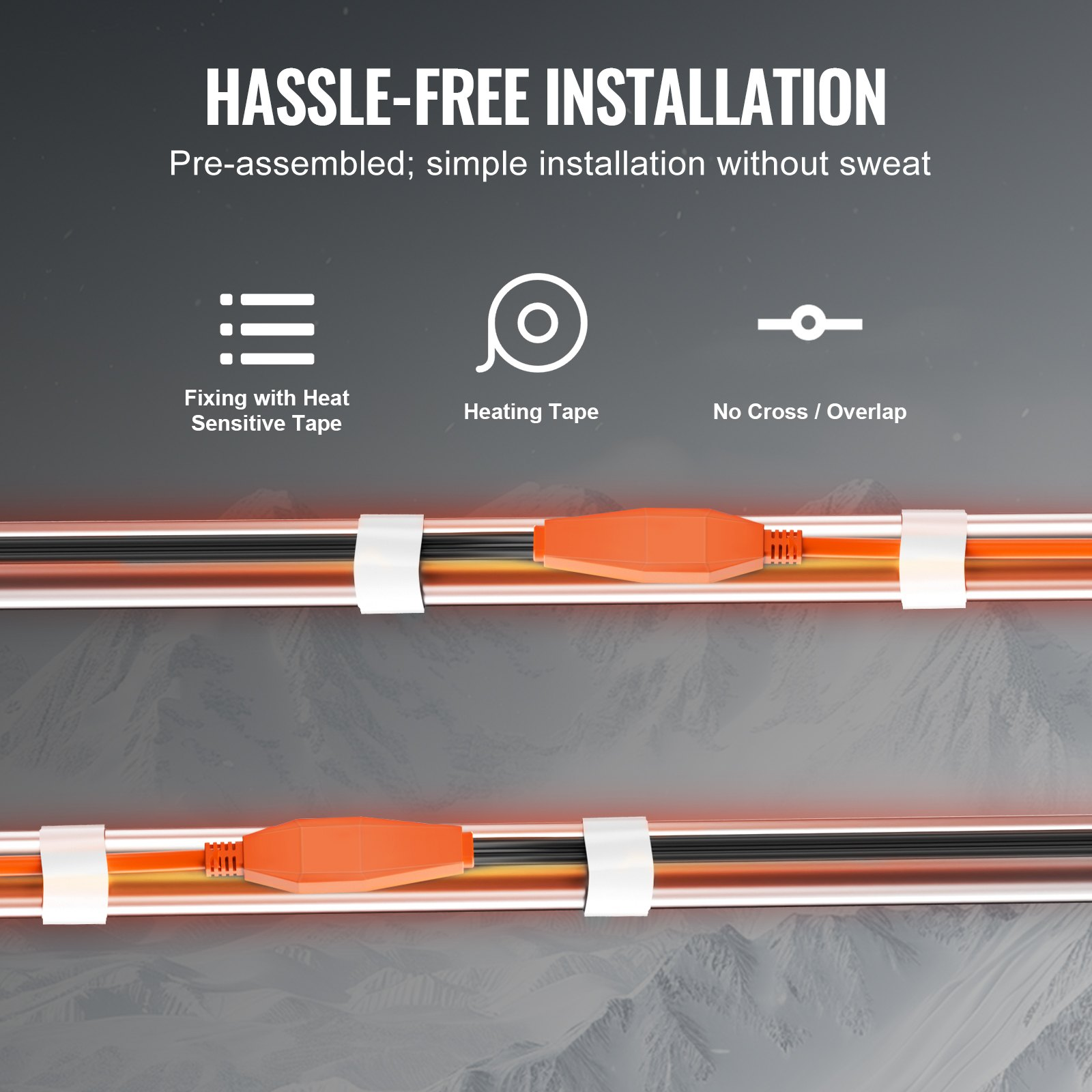 Cable de calefacción de tuberías 3 pies 7 W/ pies cinta térmica para tuberías con termostato incorporado - Imagen 5 de 10