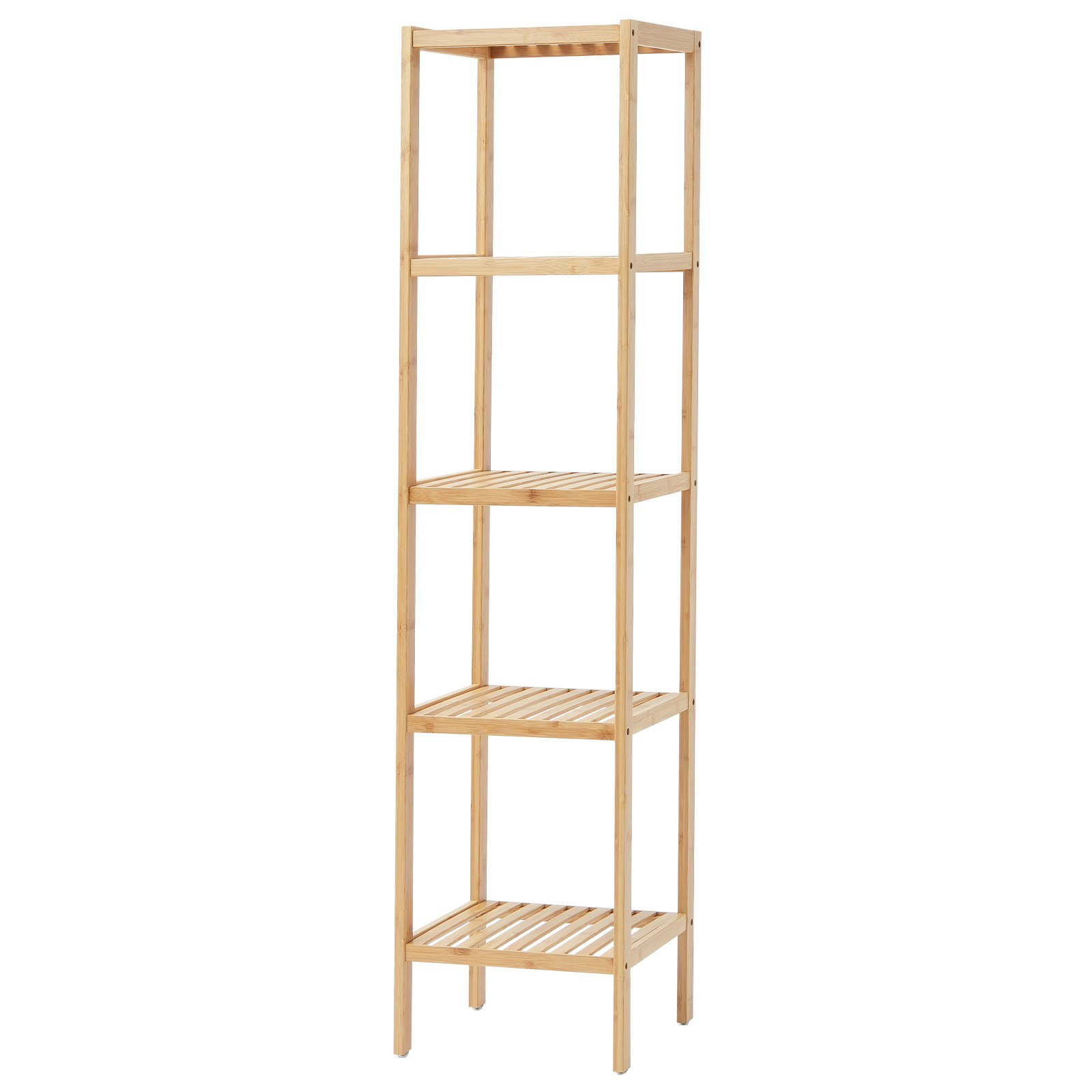 5-Tier Bathroom Standing Shelf, Narrow Shelving Unit, Natural
