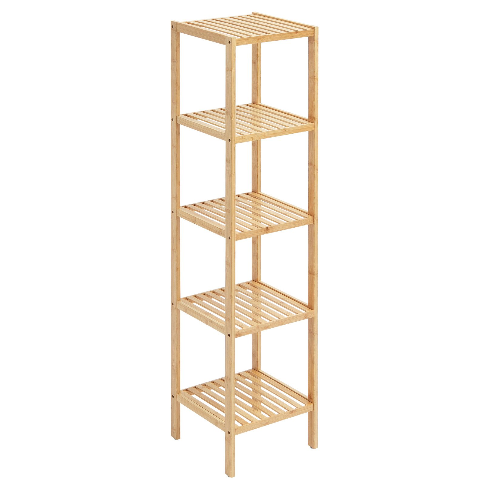 5-Tier Bathroom Standing Shelf, Narrow Shelving Unit, Natural