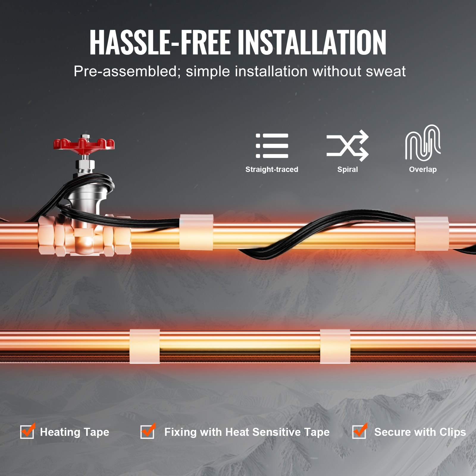 Self-Regulating Pipe Heating Cable, Gutter and Pipe Freeze Protection