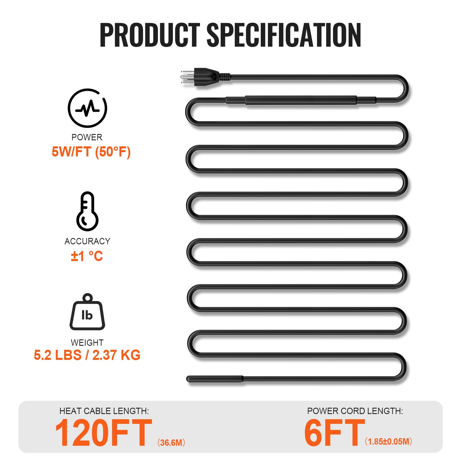 Self-Regulating Pipe Heating Cable, Gutter and Pipe Freeze Protection
