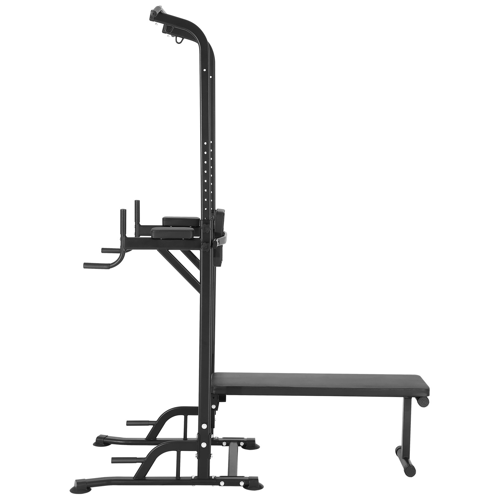 Power Tower with Bench 10-Level  Height Adjustable Pull Up Bar Stand Dip Station