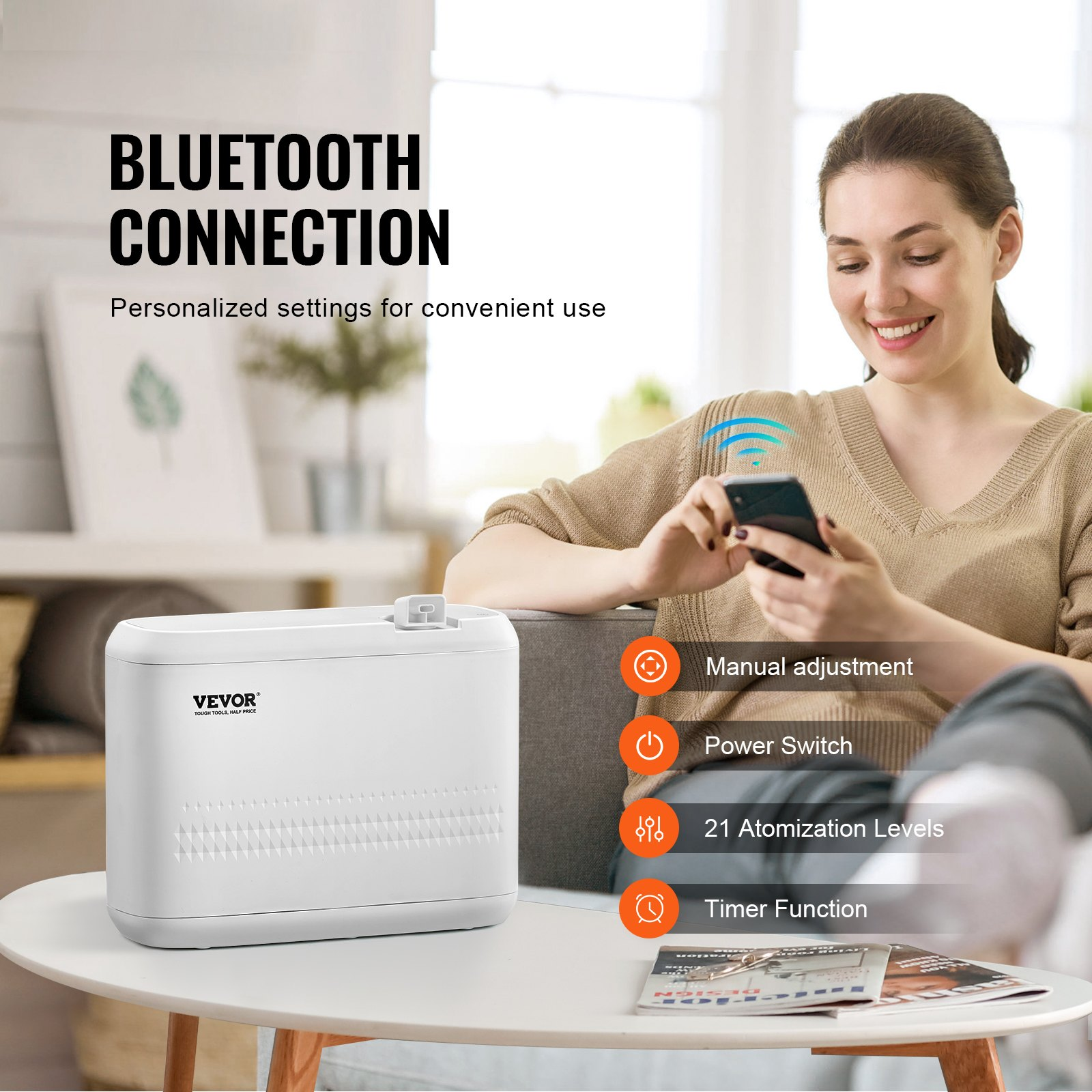 VEVOR Bluetooth Scent Diffuser | 850ml Waterless HVAC for 5000 ft²