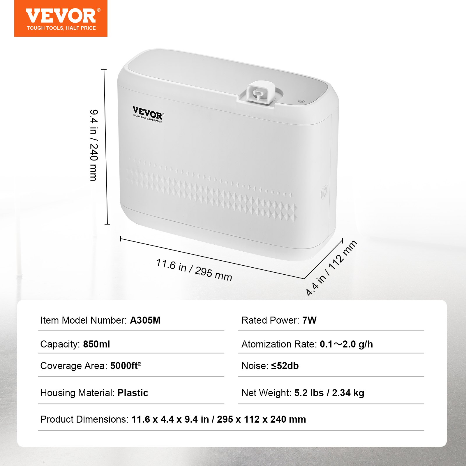 VEVOR Bluetooth Scent Diffuser | 850ml Waterless HVAC for 5000 ft²
