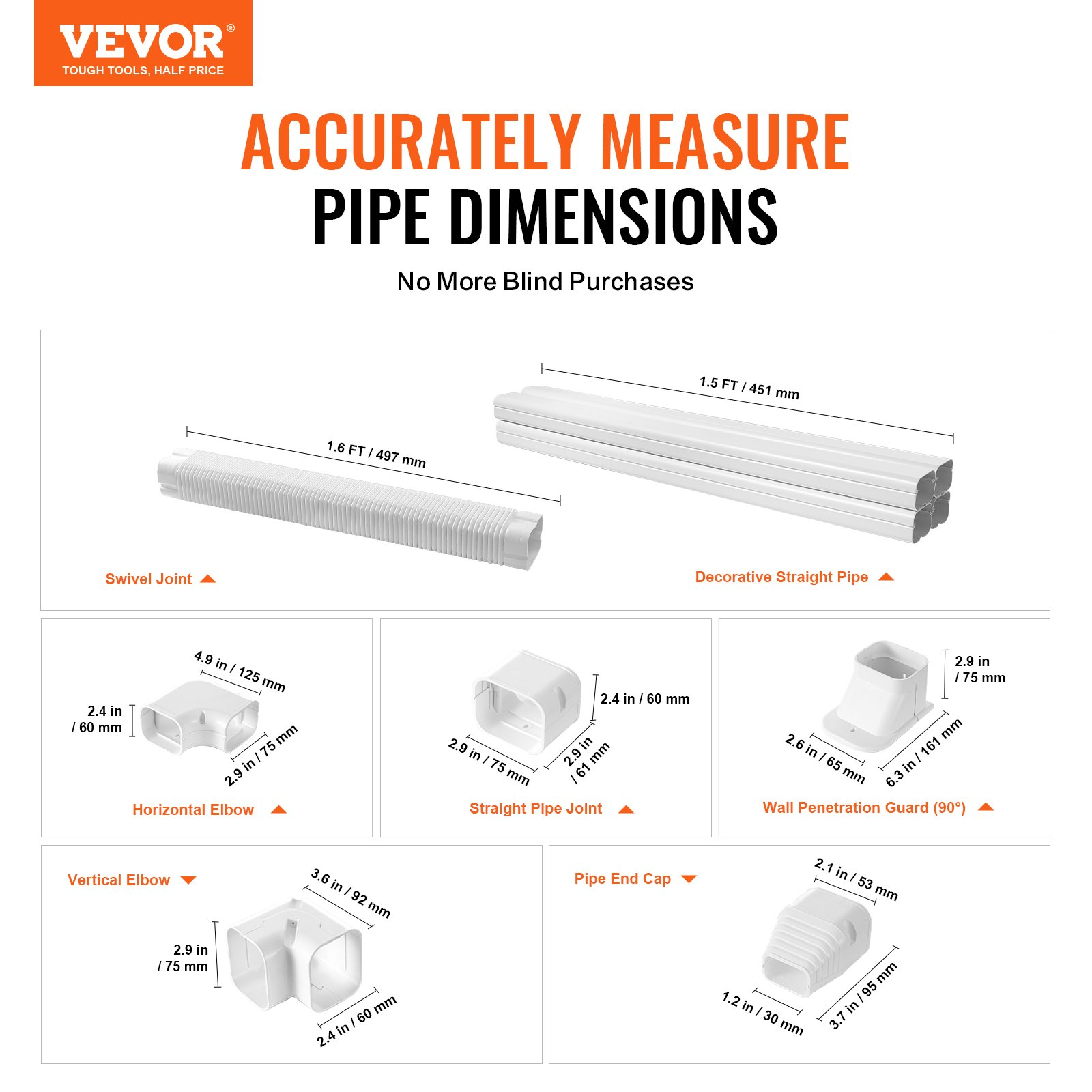 VEVOR Mini Split Line Set Cover 3-inch W 10Ft L, White