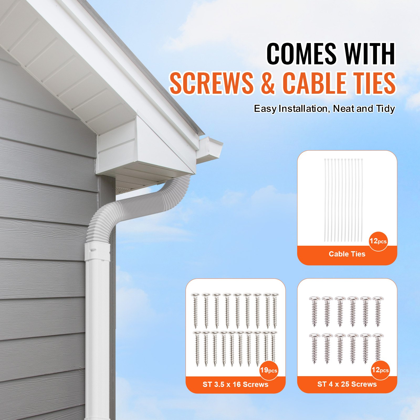 VEVOR Mini Split Line Set Cover 3-inch W 10Ft L, White