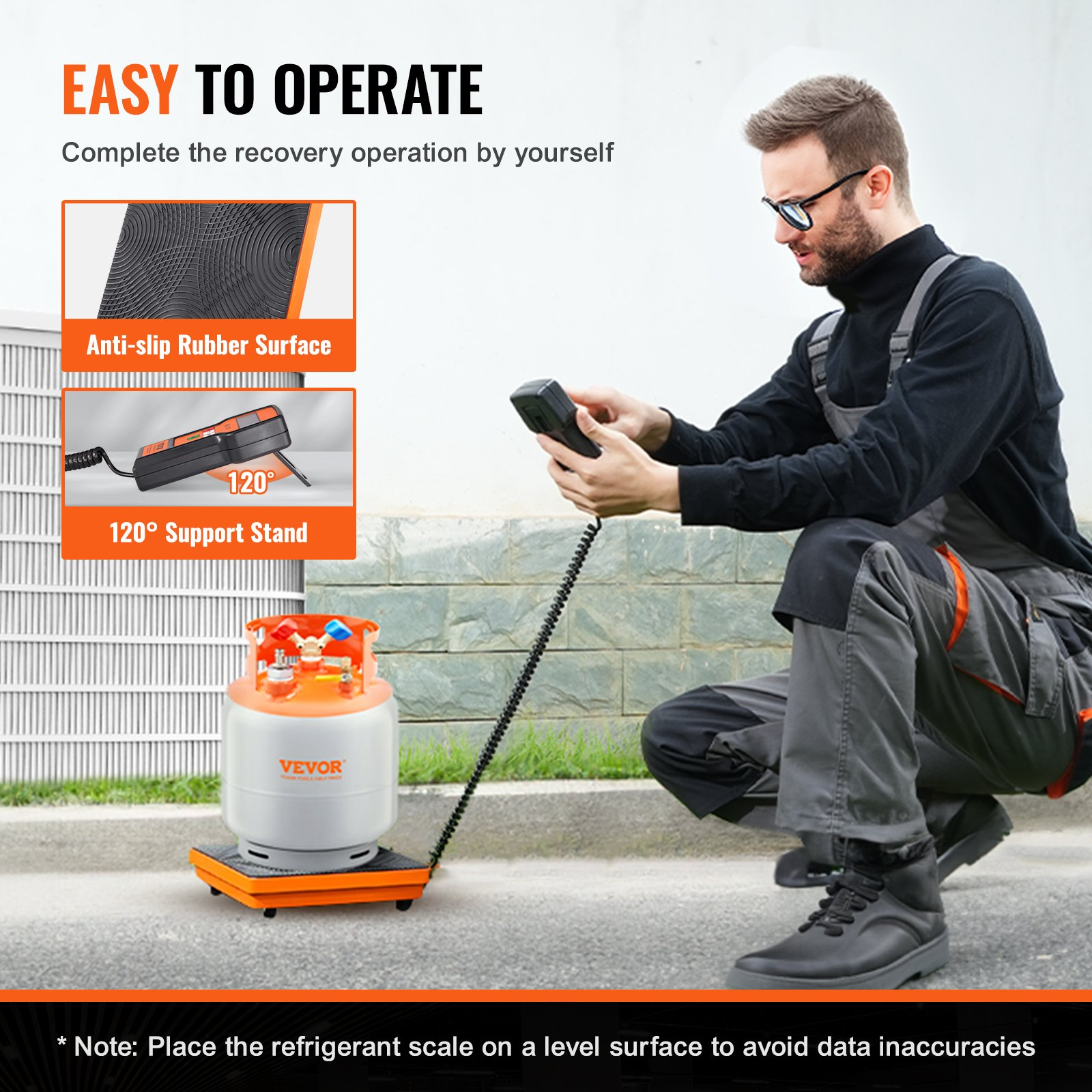 220 LBS Refrigerant Scale, 5g Precision, w/ Remote, for HVAC Charging/Recovery