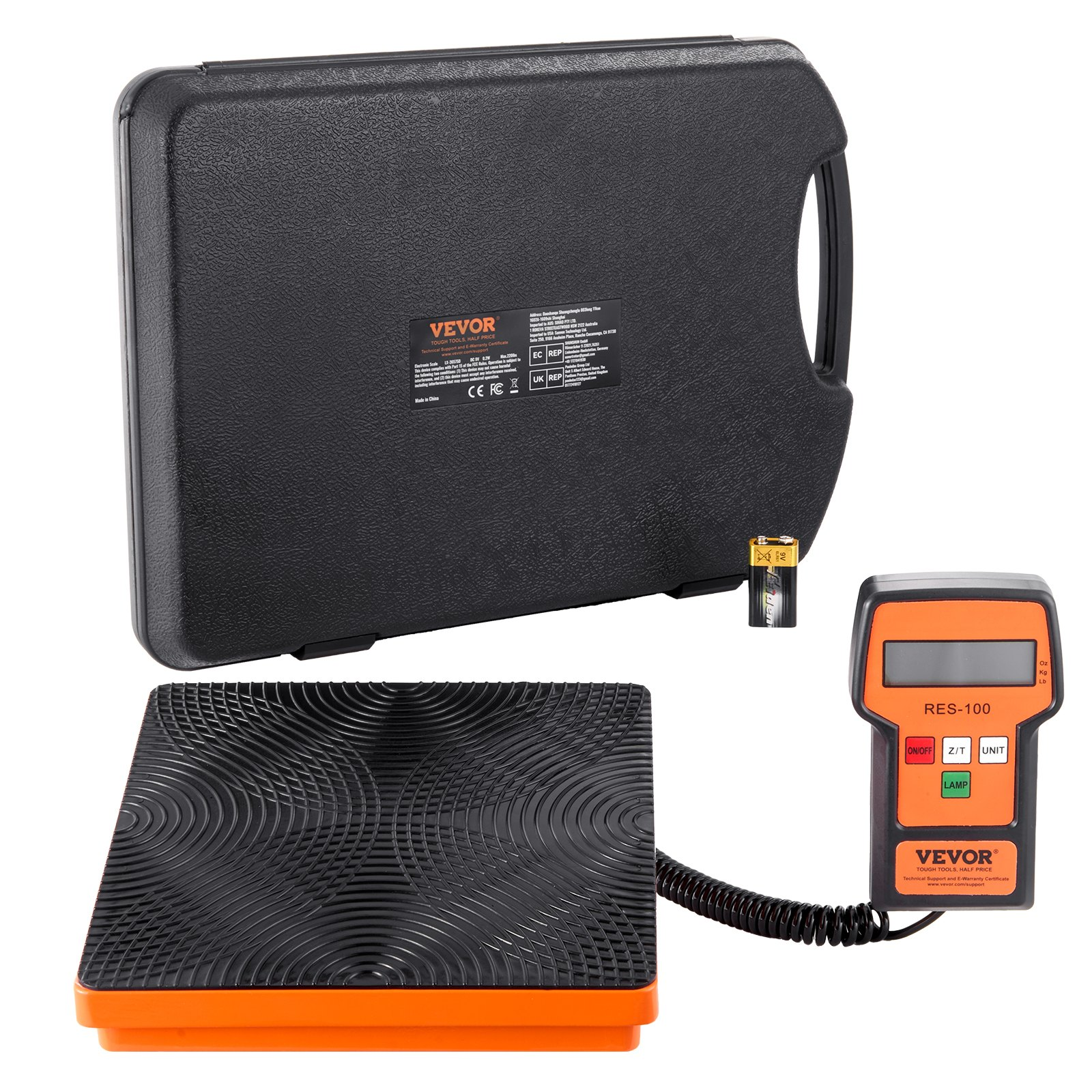 220 LBS Refrigerant Scale, 5g Precision, w/ Remote, for HVAC Charging/Recovery