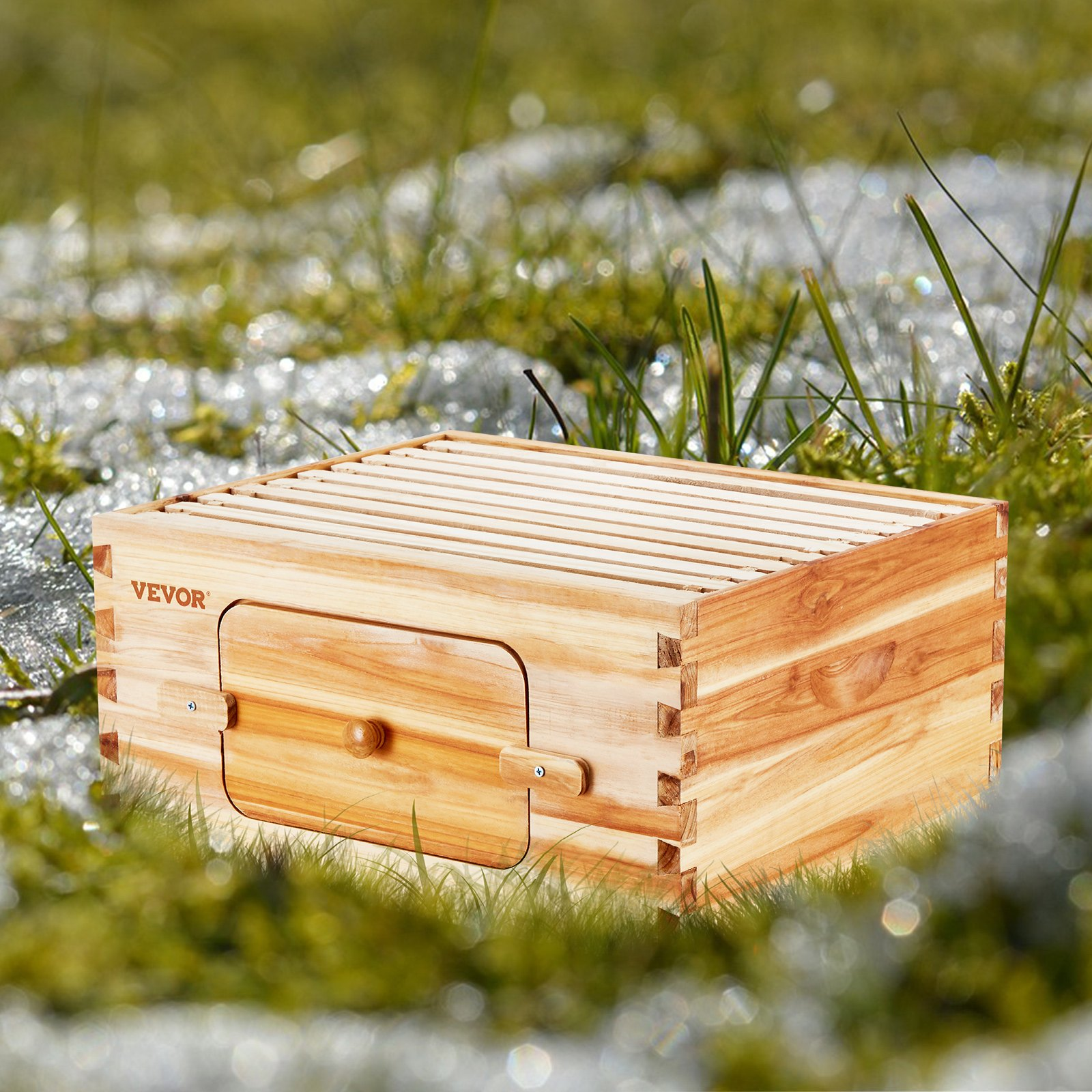 Langstroth Deep Beehive Kit, 10 Frames, Waxed Fir Wood, Window
