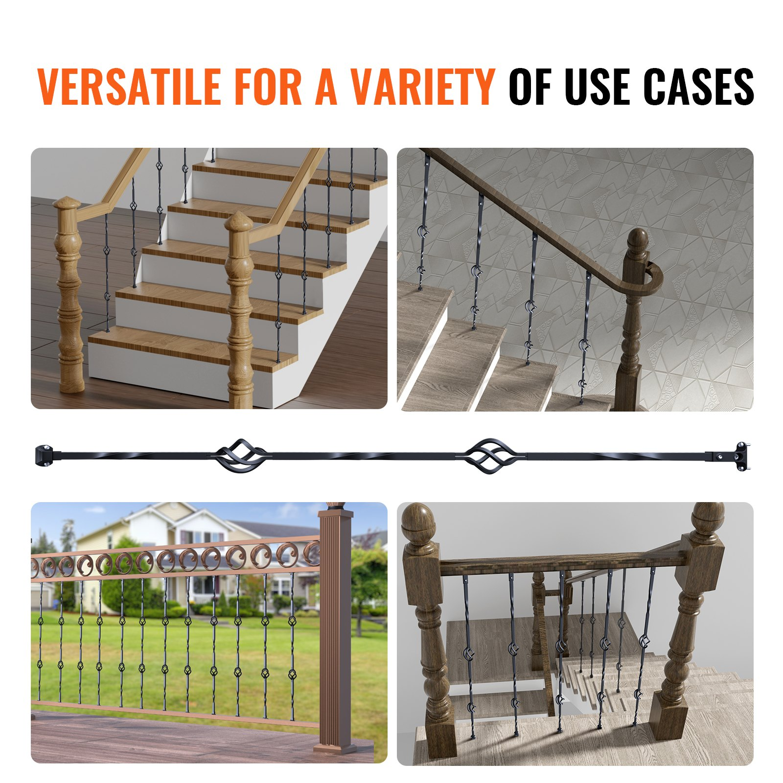 VEVOR Staircase Metal Balusters, Spiral Stair Railing with Shoes & Screws