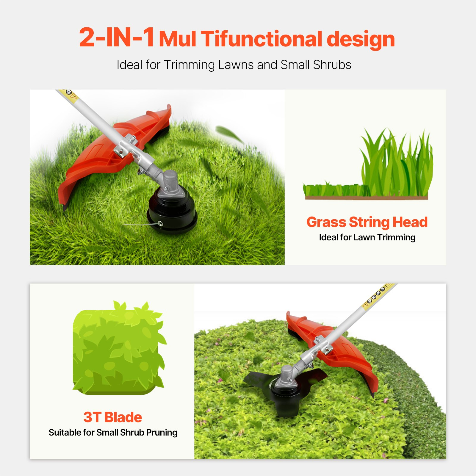 Cordless String Trimmer 16.9" 25.2CC 2-Stroke Gas Powered Grass Trimmer