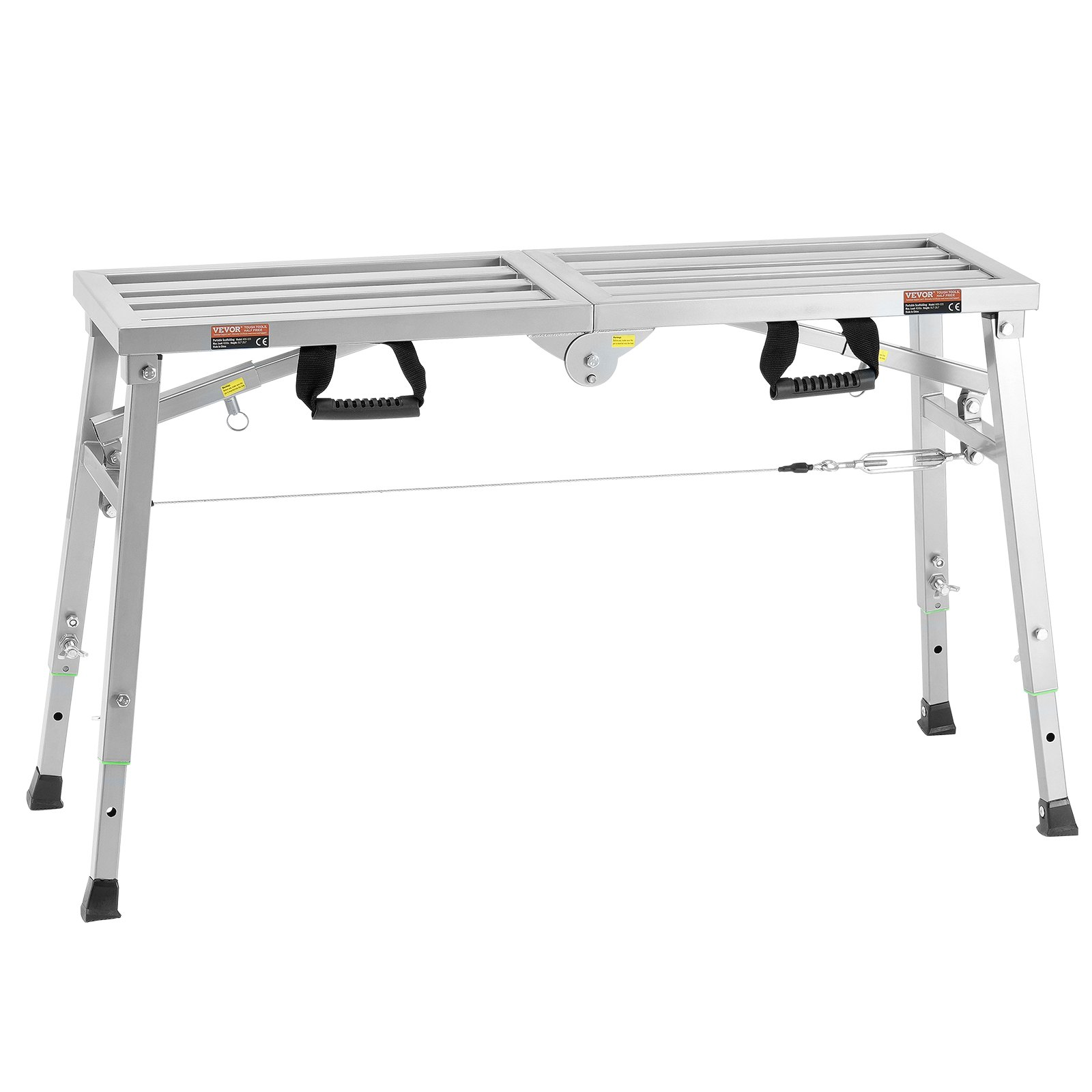 Adjustable Height Work Platform - Portable Scaffolding, 400 lb Load Capacity