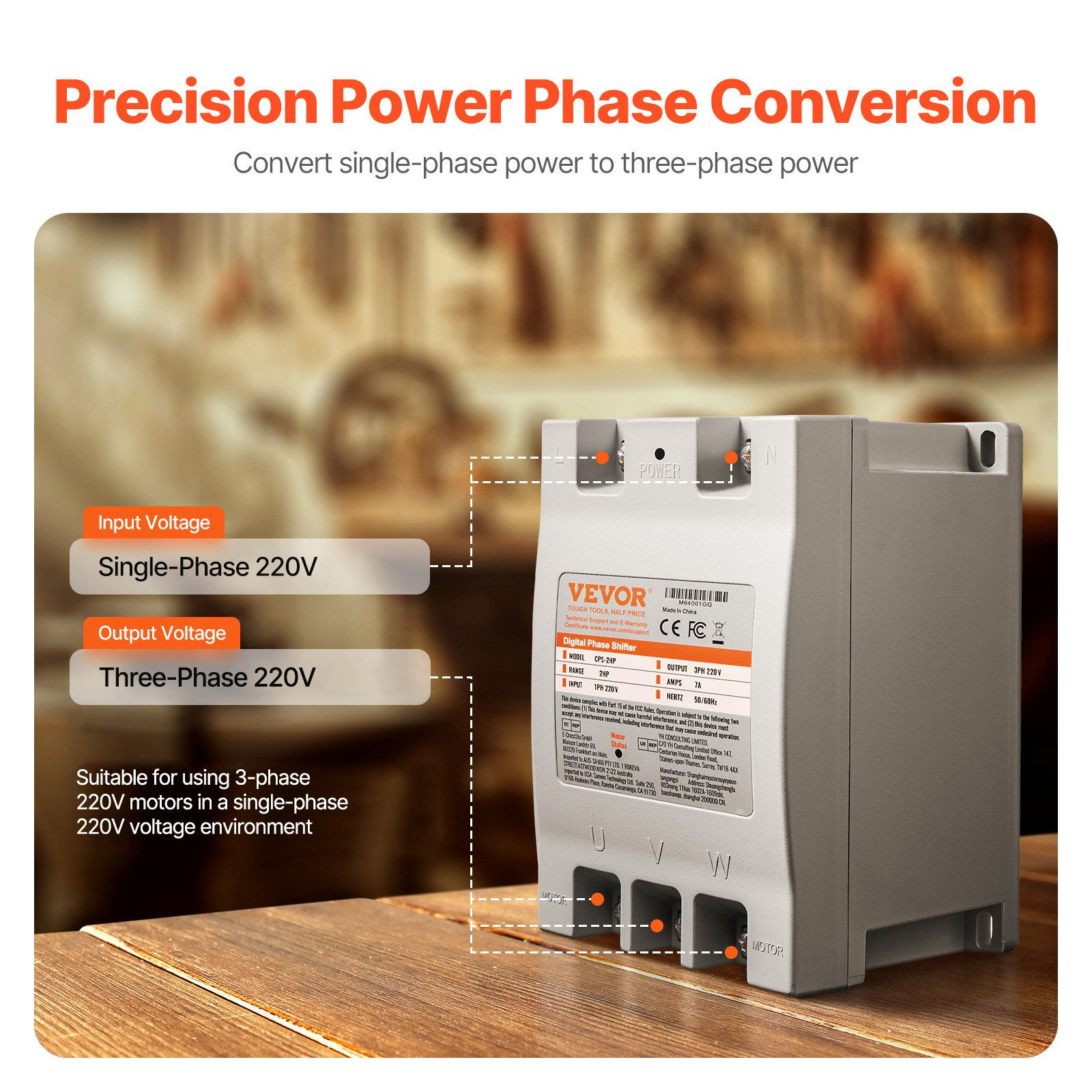 3 Phase Converter – 2HP 7A 220V Single Phase to 3 Phase Converter, 220V Input/O