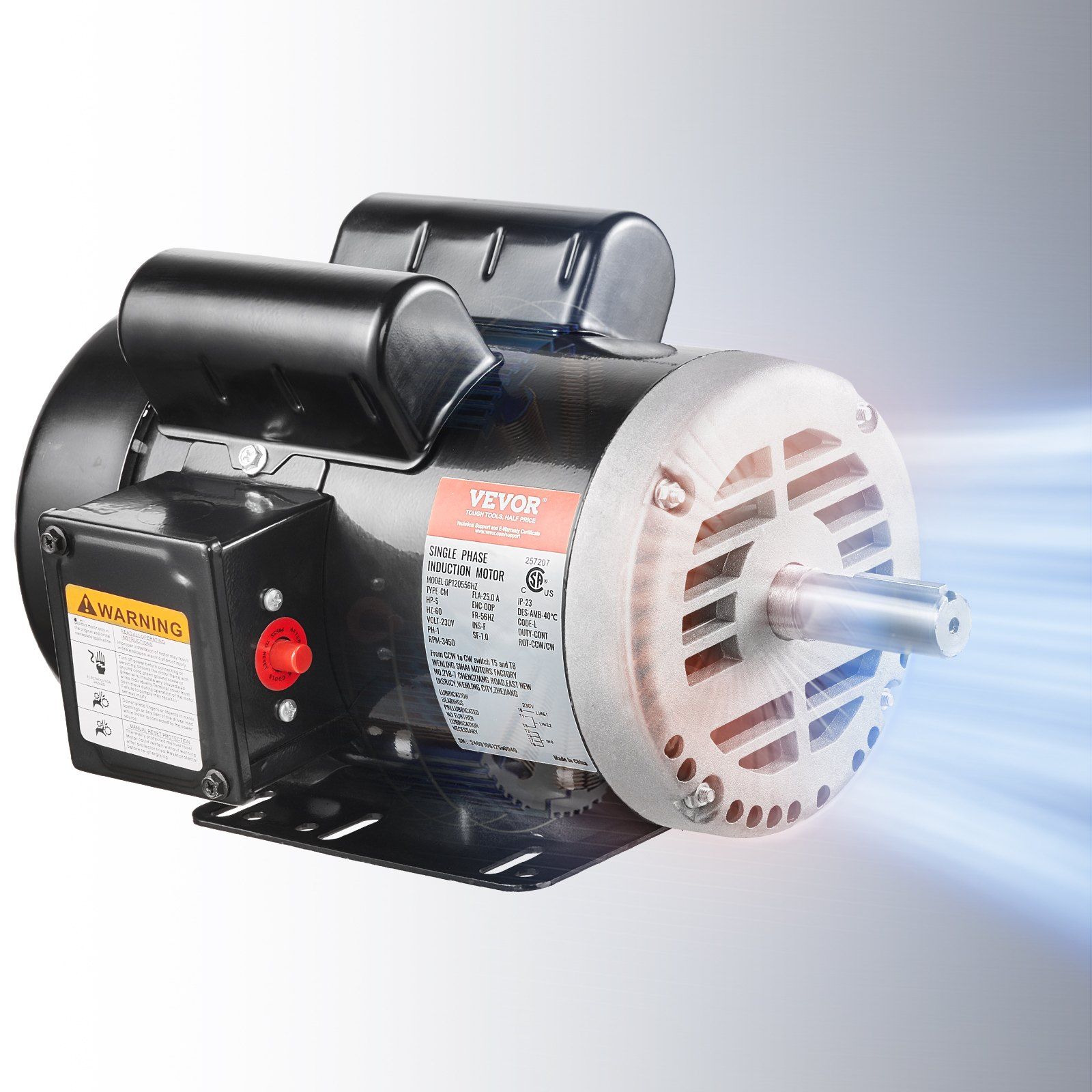 5HP Air Compressor Motor 3450 RPM, 230V Single Phase, 56HZ Frame