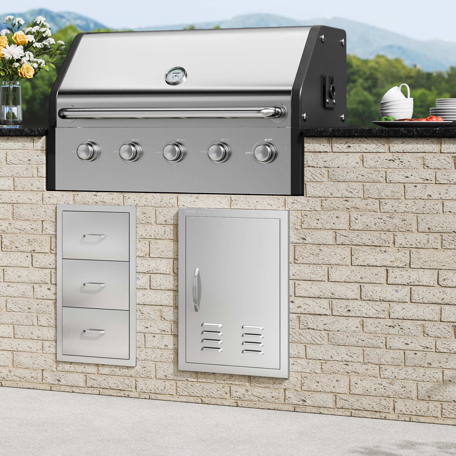 Grill-Zugangstür, 17 B x 24 H Zoll einzelne Outdoor-Küchentür, Außenschrank - Bild 7 von 10