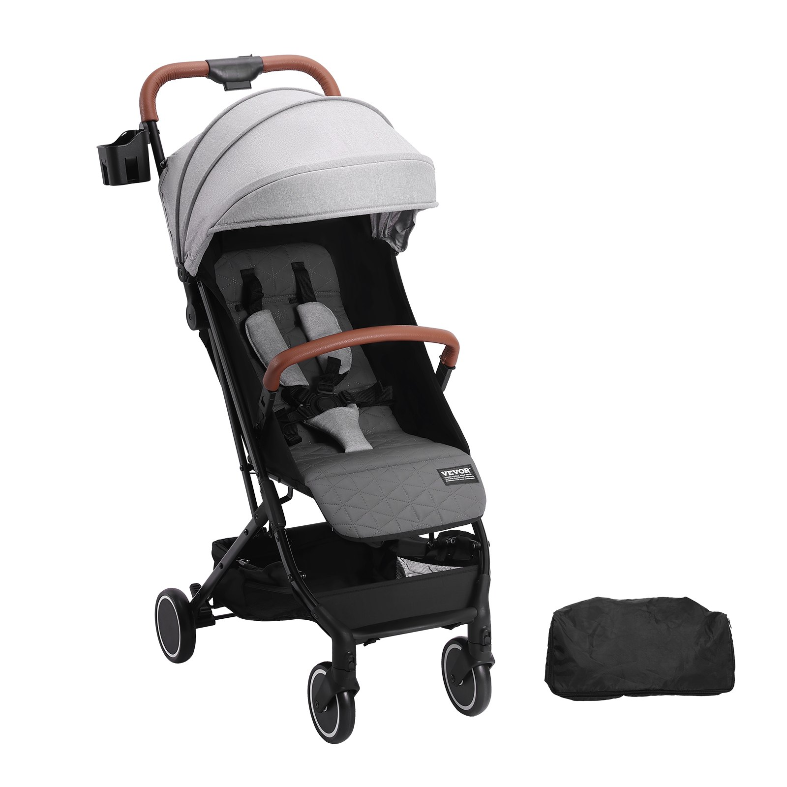 Standard Baby Stroller Adjustable Infant/Toddler Stroller Foldable w/ Cup Holder