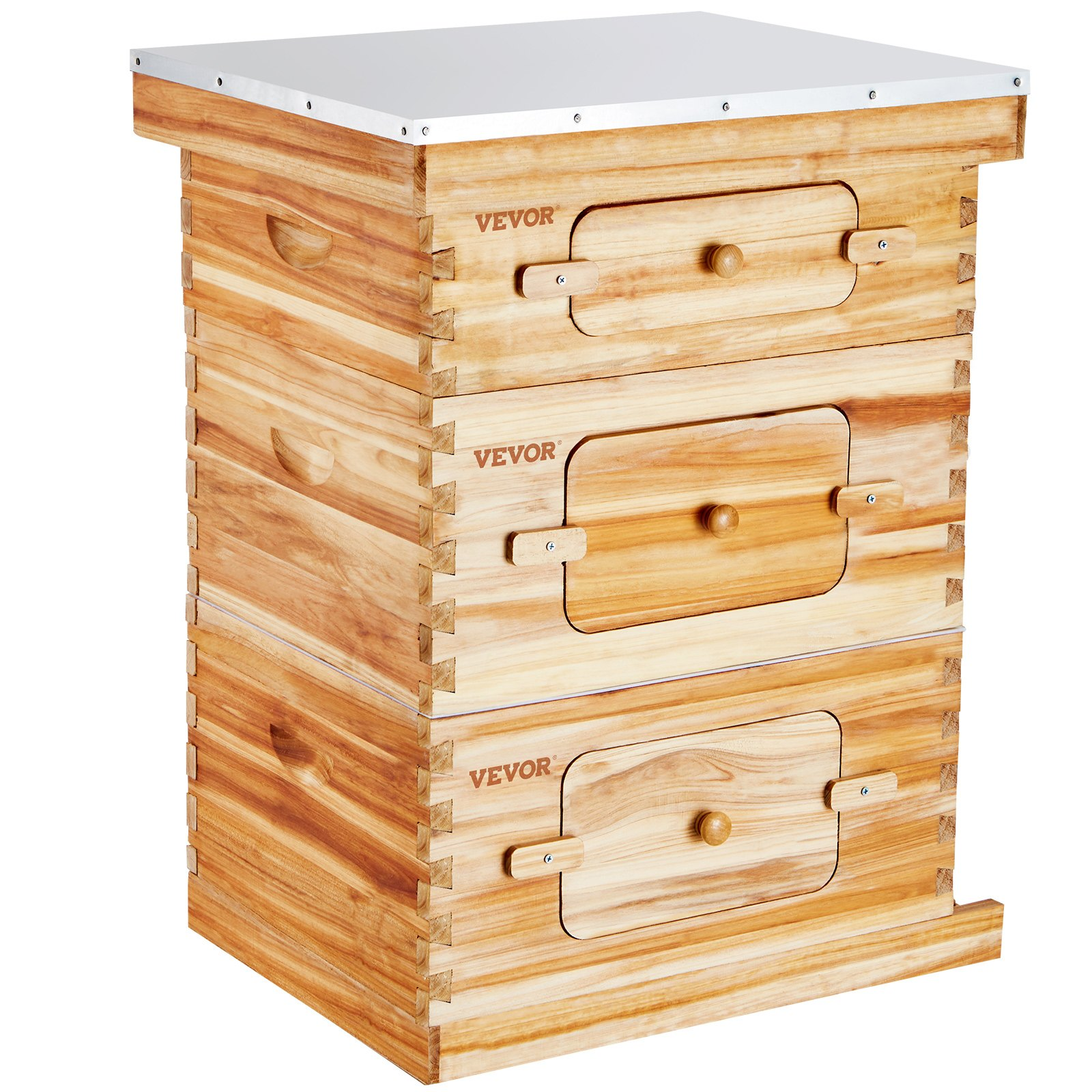 30-Frame Langstroth Beehive Kit, 2 Deep + 1 Medium, Waxed Wood, Window
