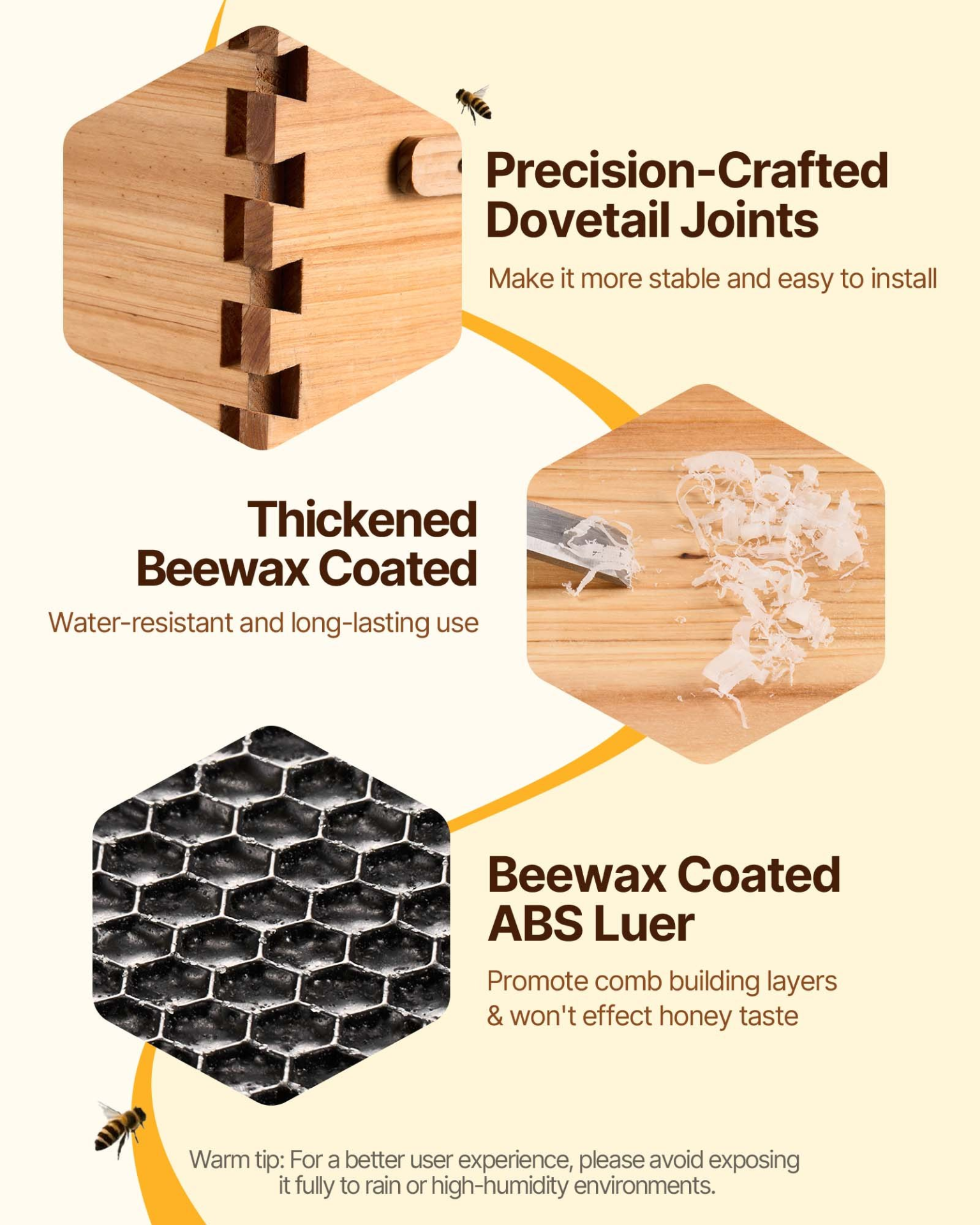 30-Frame Langstroth Beehive Kit, 2 Deep + 1 Medium, Waxed Wood, Window