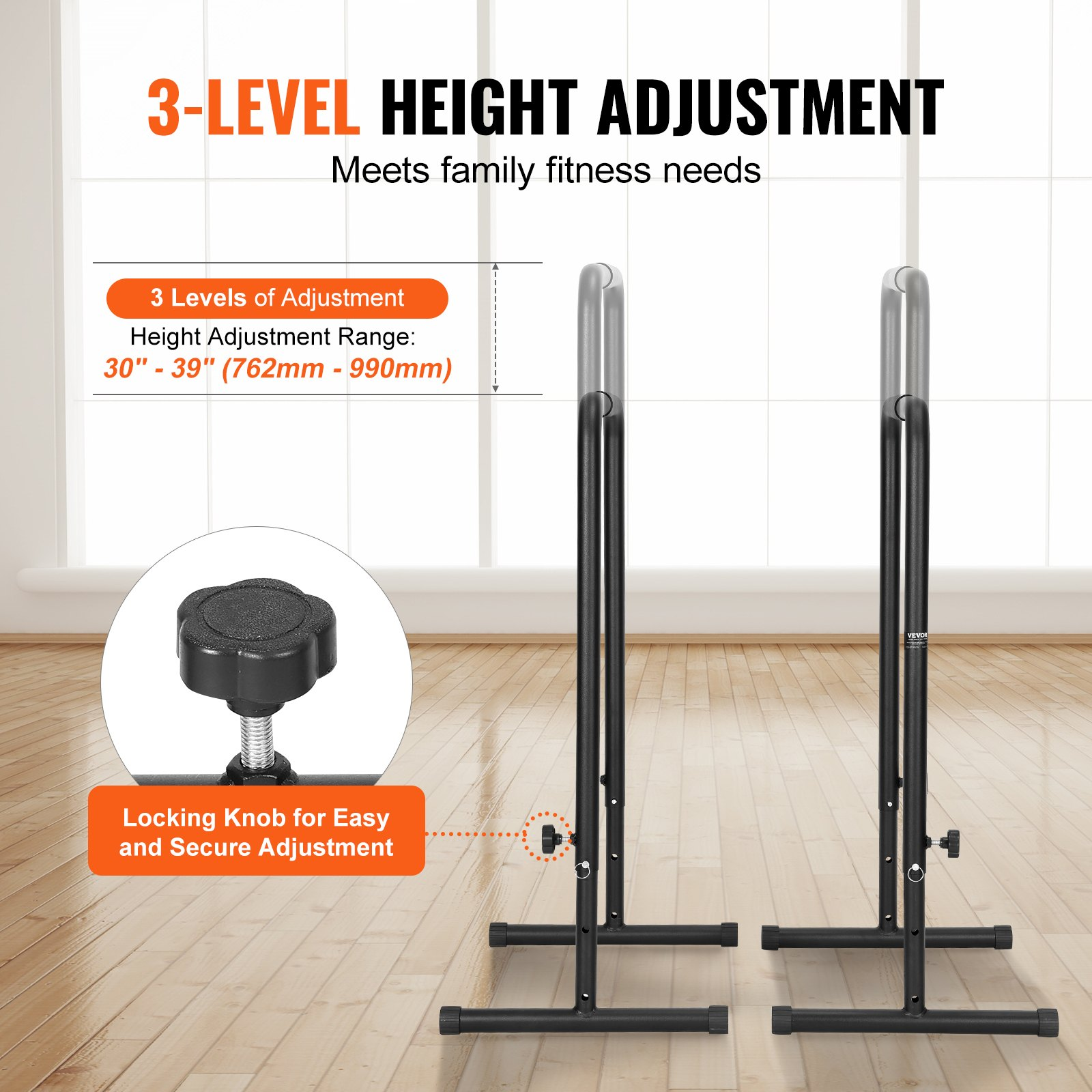 Dip Bars 440 lbs Capacity, Heavy Duty Adjustable Stand for Strength Training