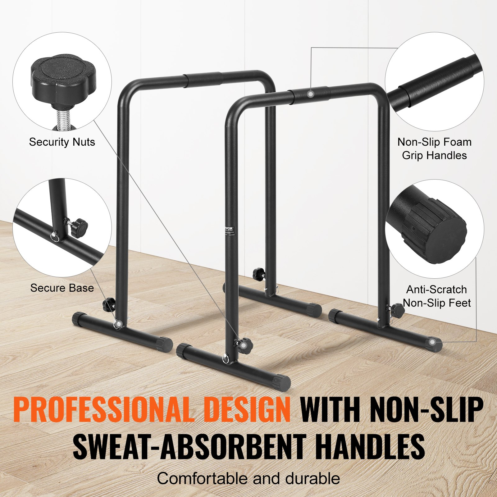 Dip Bars 440 lbs Capacity, Heavy Duty Adjustable Stand for Strength Training