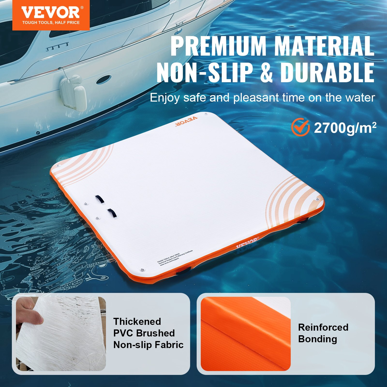 7 x 7FT Inflatable Floating Dock, Floating Platform Island Raft for Pool Beach