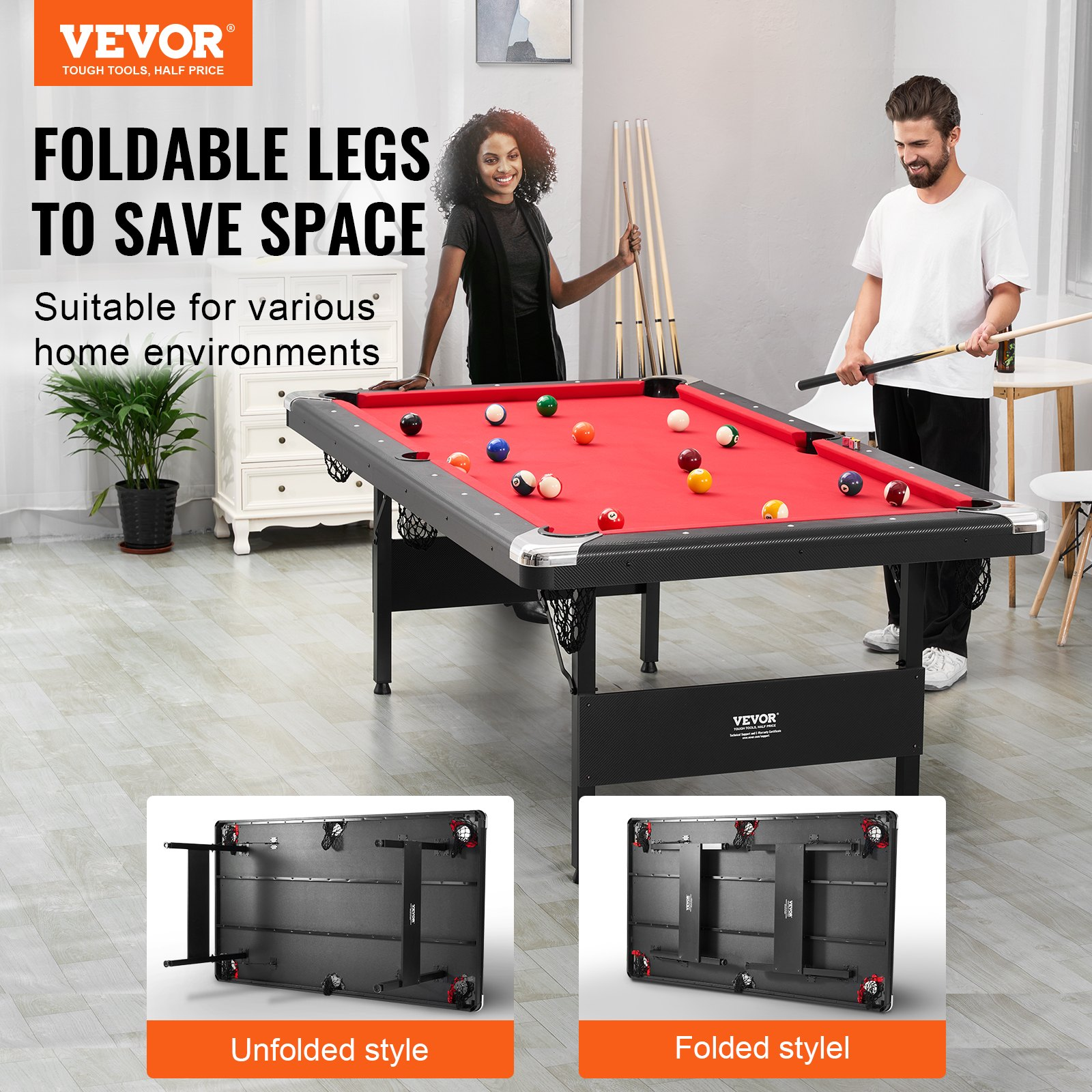 Billiards Table, 7 ft Pool Table, Perfect for Family Game Room Kids Adults