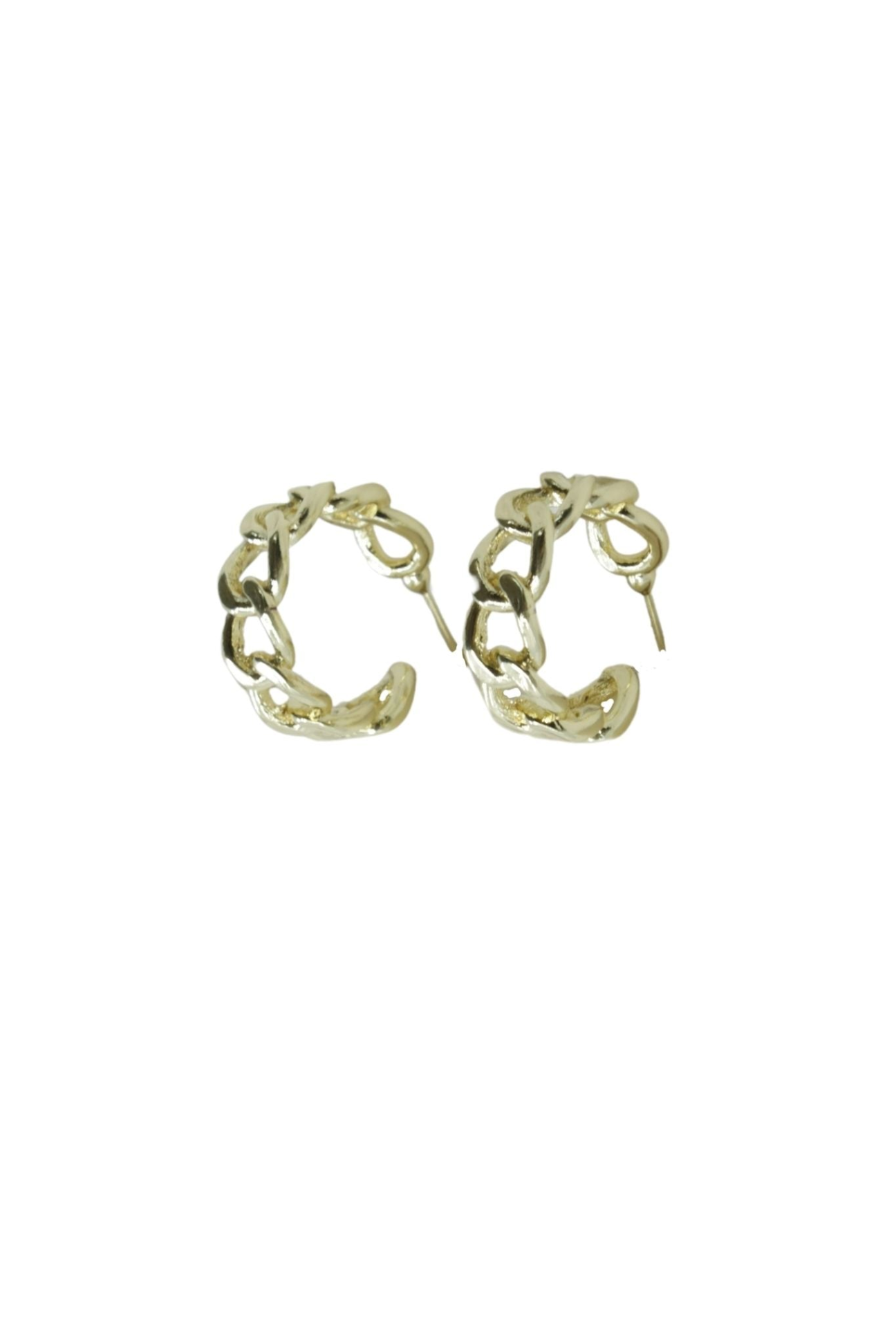Sleek Gold Curb Link Chain Hoop Earrings for Women