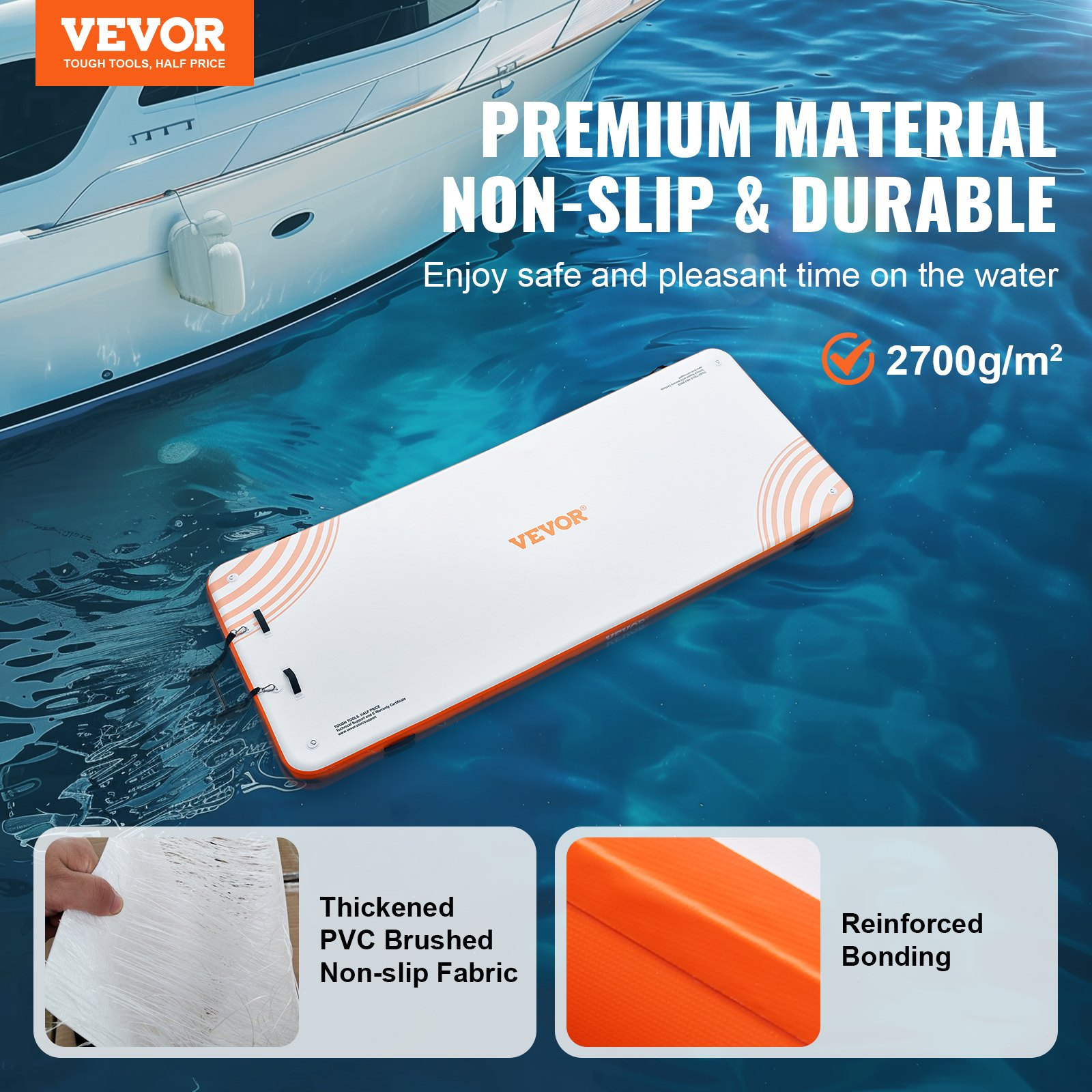 Inflatable Floating Dock, Floating Platform Island Raft for Ocean Pool Beach