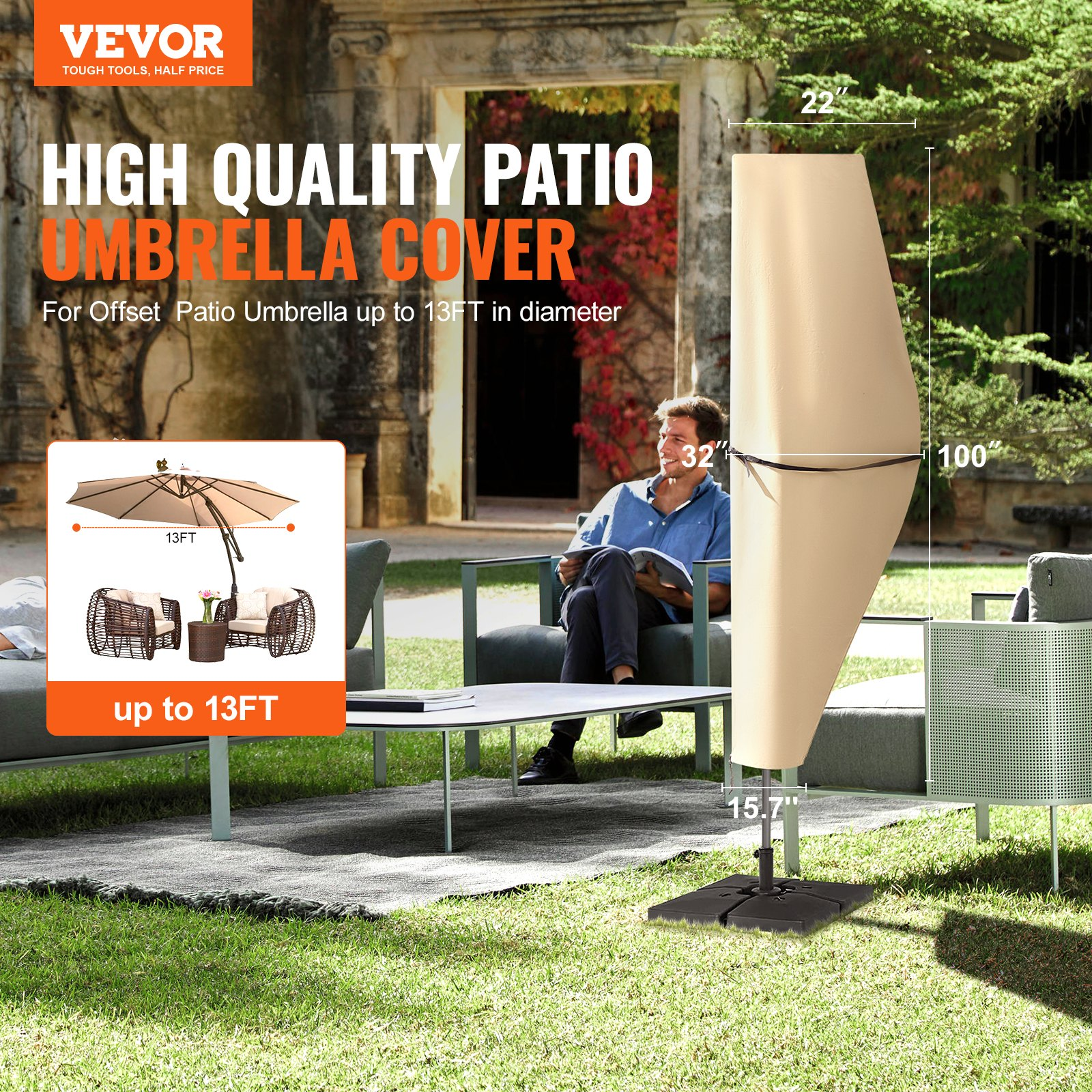 360 degree rotating patio umbrella Cantilever Patio Umbrella with Solar Lights main image 0