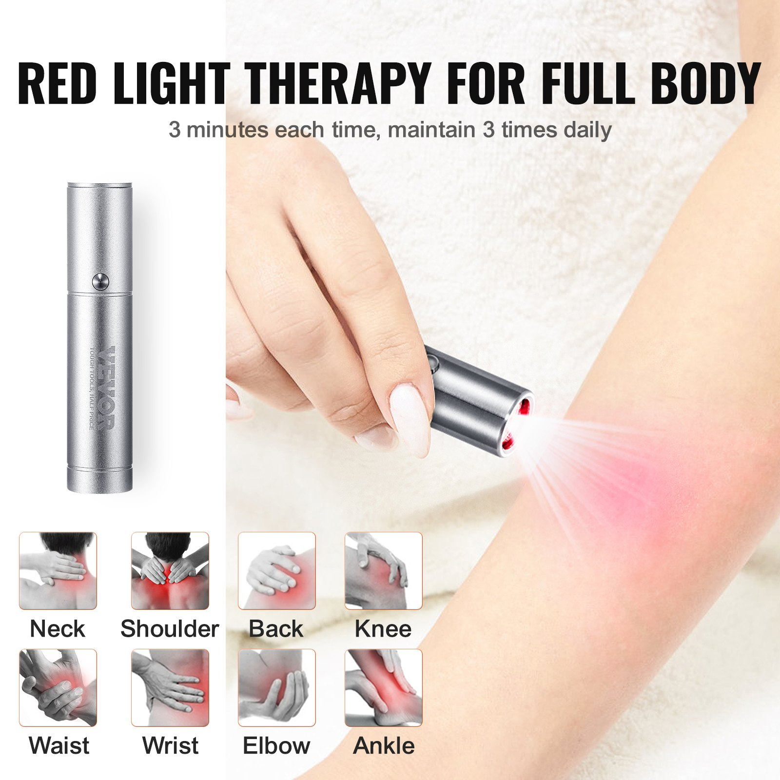 VEVOR Red Light Therapy Device with Removable Tip, Pulse Mode for Pain Relief - Picture 4 of 10