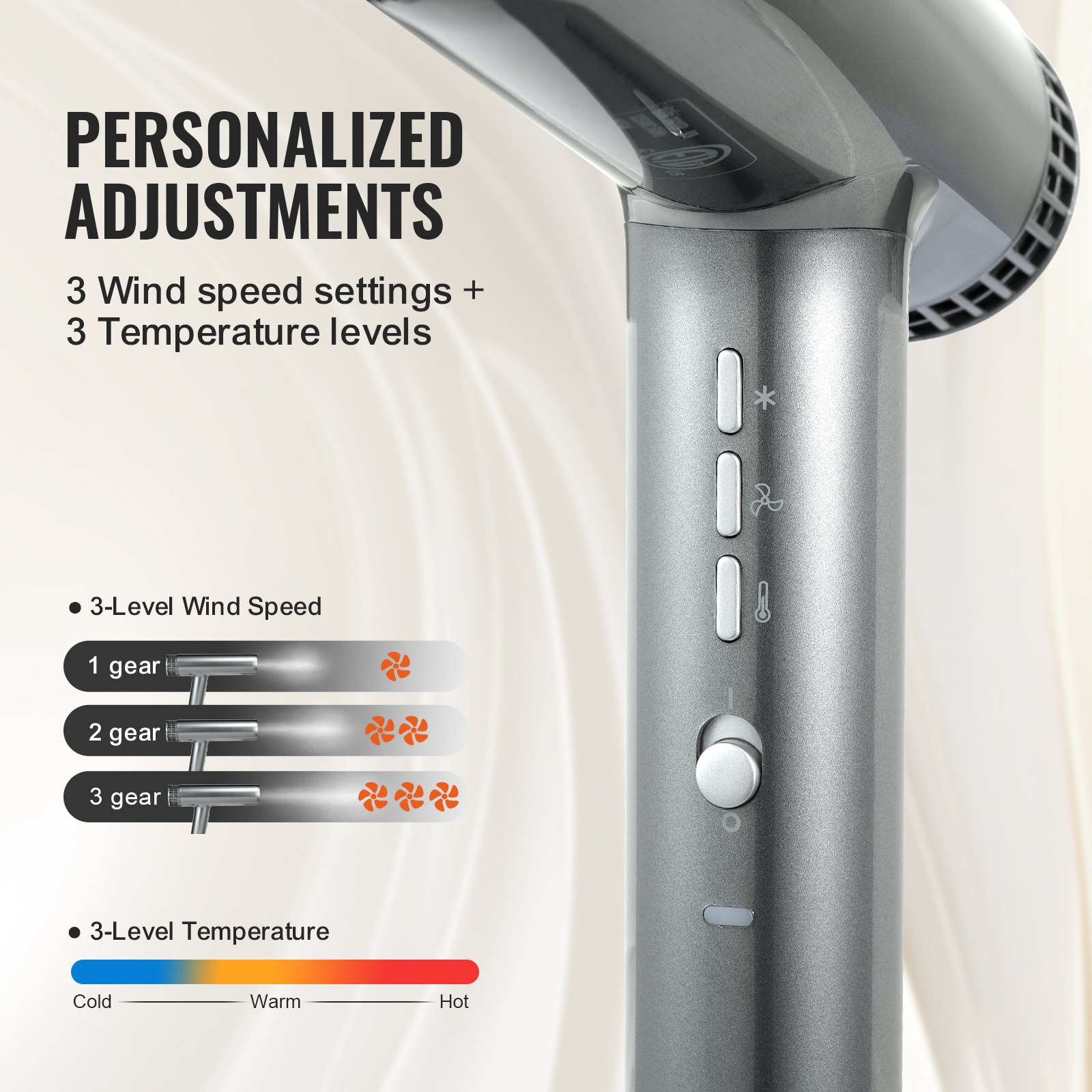 Professional Hair Dryer, 3.0 Million Negative Ions Blow Dryer, 98,000RPM High-S - Bild 3 von 12