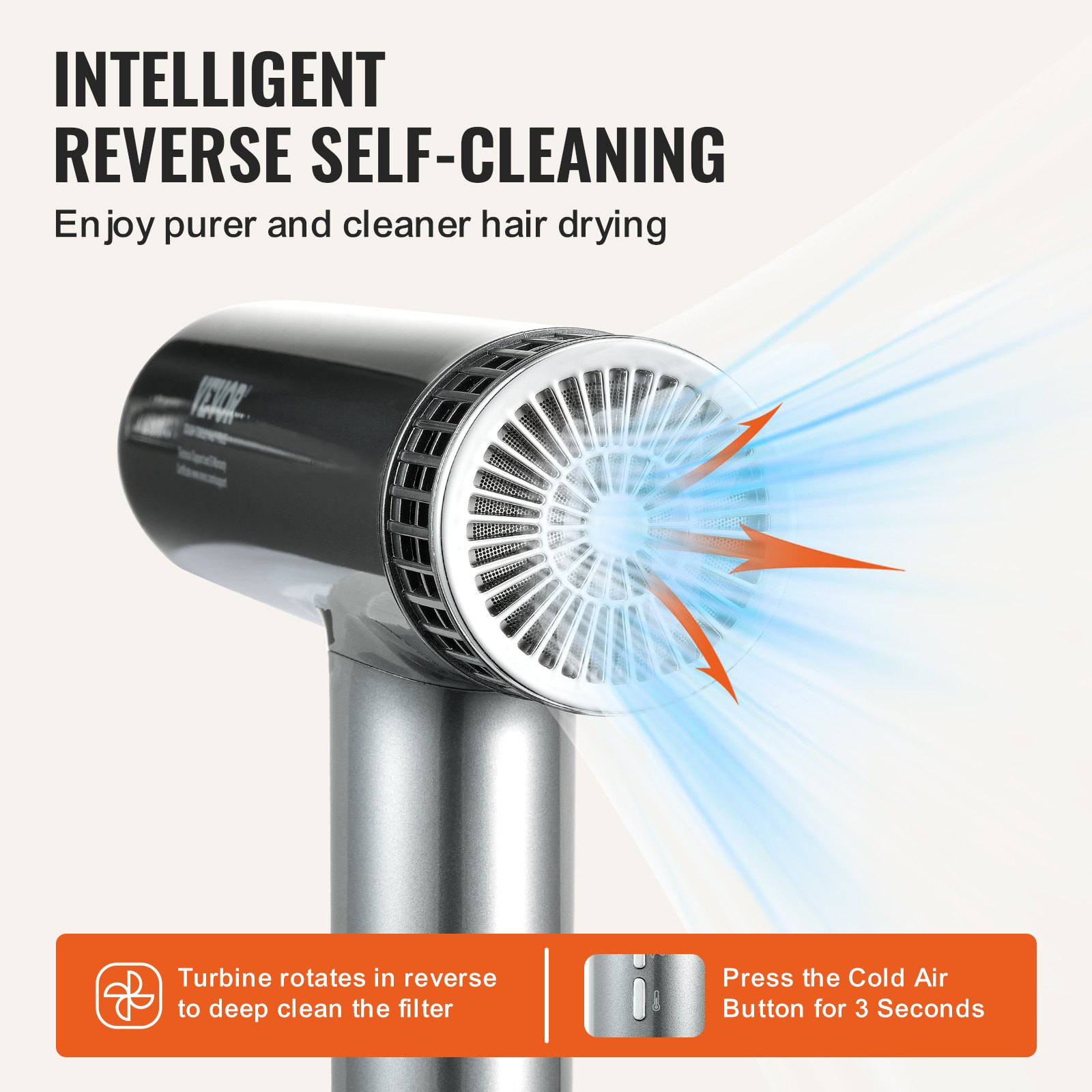 Professional Hair Dryer, 3.0 Million Negative Ions Blow Dryer, 98,000RPM High-S - Bild 4 von 12