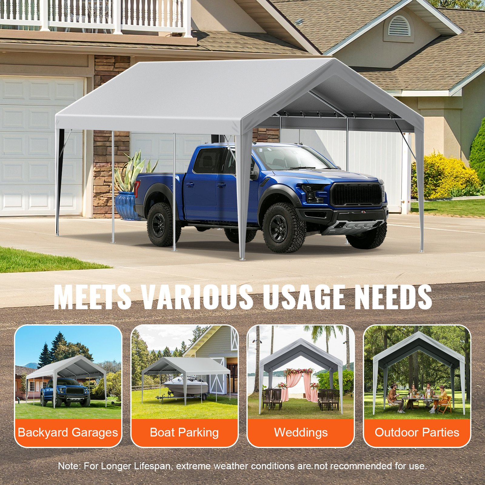 Carport Replacement Canopy Cover 10 x 20 ft, Frame Not Include) - Picture 6 of 10