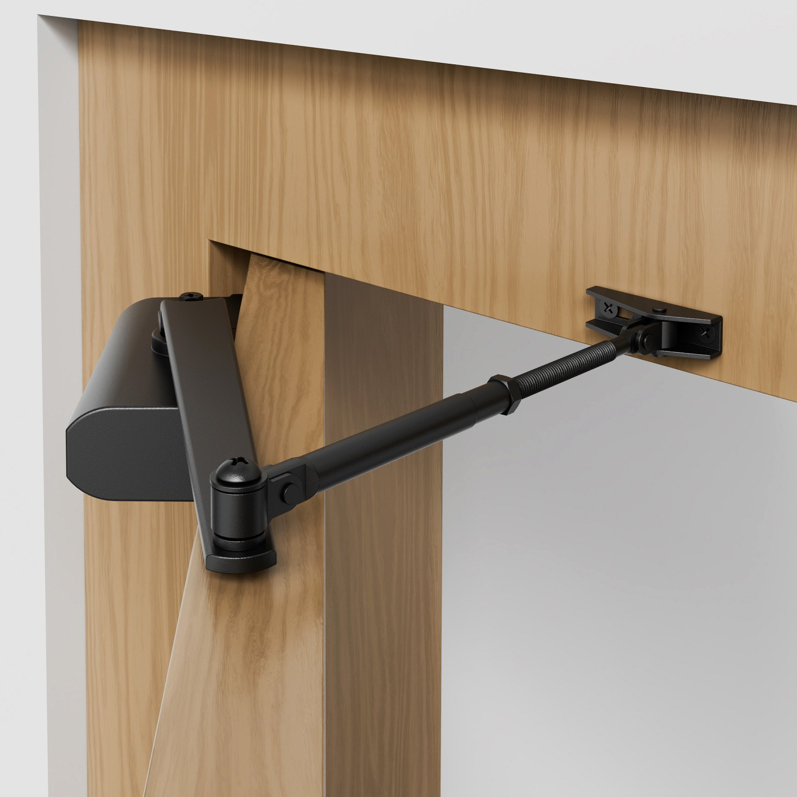 Automatic Door Closer Hydraulic Adjustable for 187 lbs Doors, Heavy Duty, Black - Picture 7 of 10