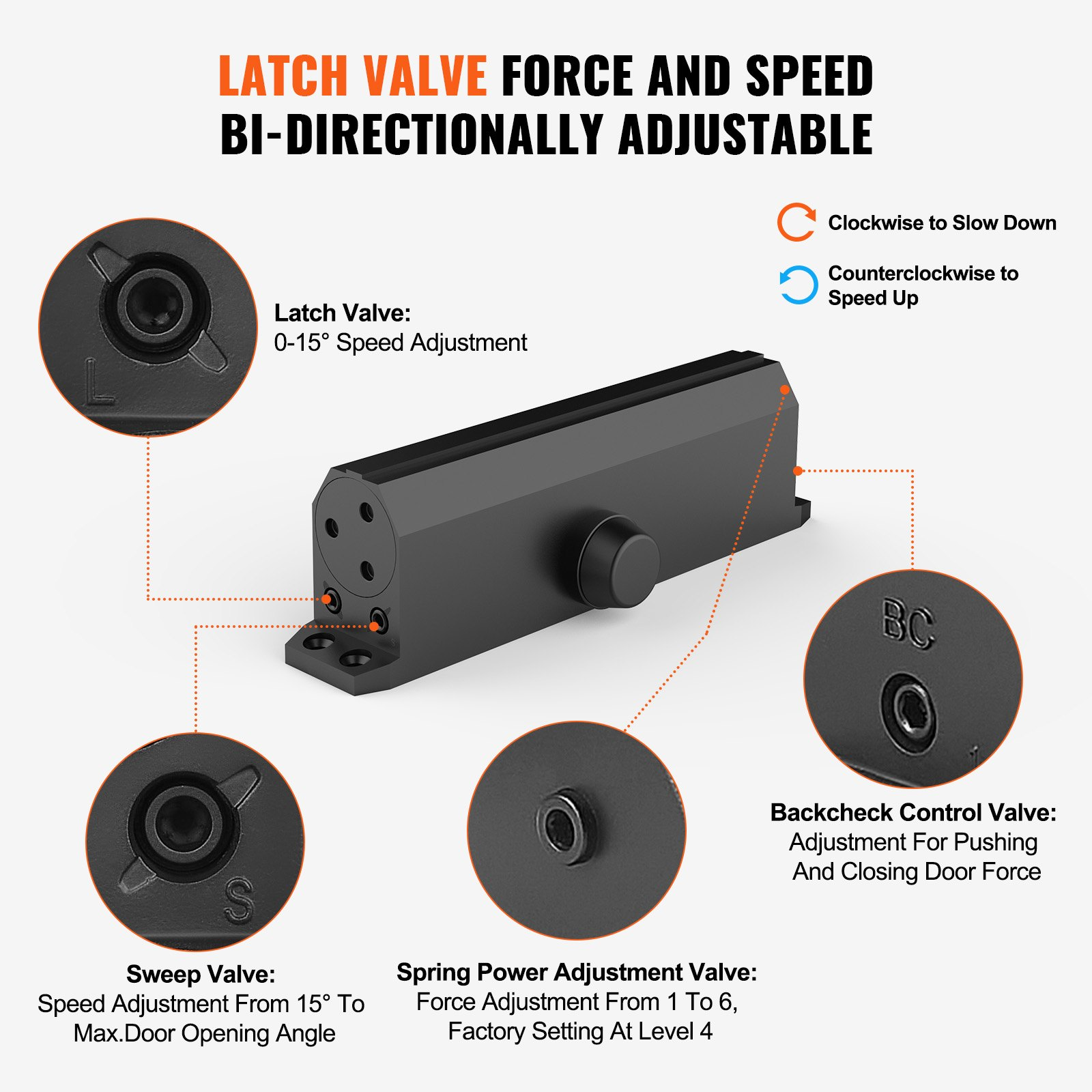 VEVOR Türschließer, schwarz - Bild 3 von 10