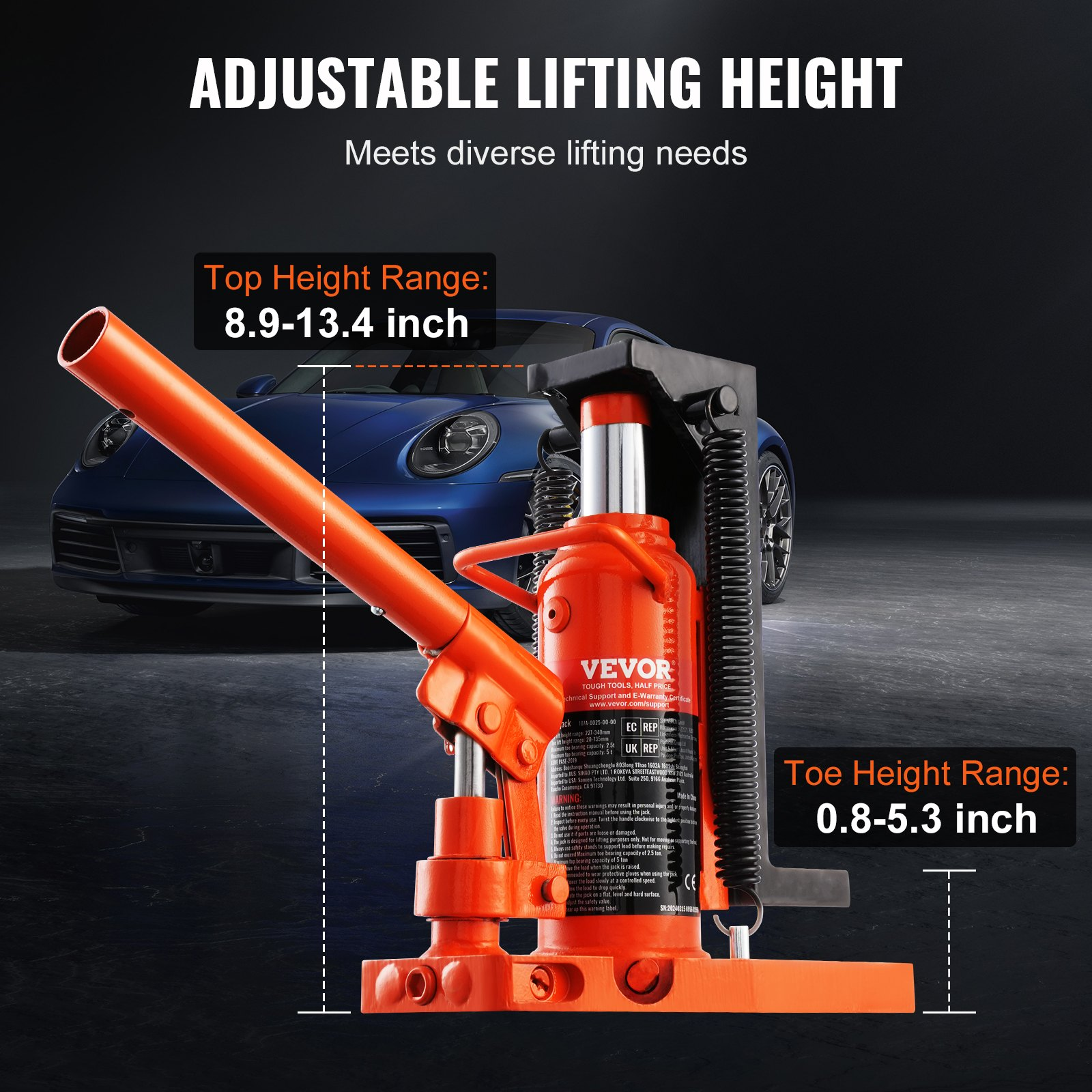 VEVOR Hydraulic Toe Jack, 2.5 Ton On Toe Toe Jack Lift, Industry