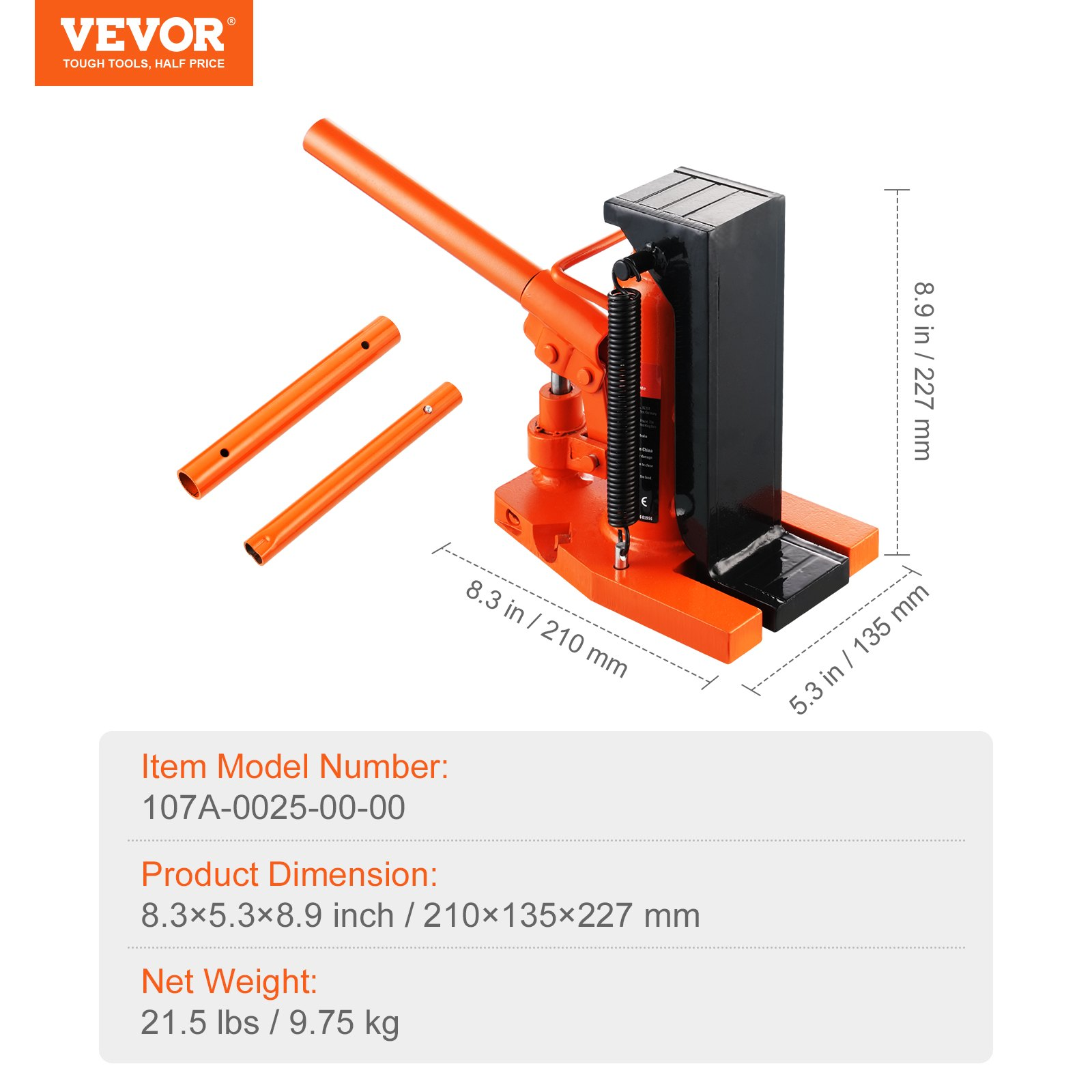 VEVOR Hydraulic Toe Jack, 2.5 Ton On Toe Toe Jack Lift, Industry