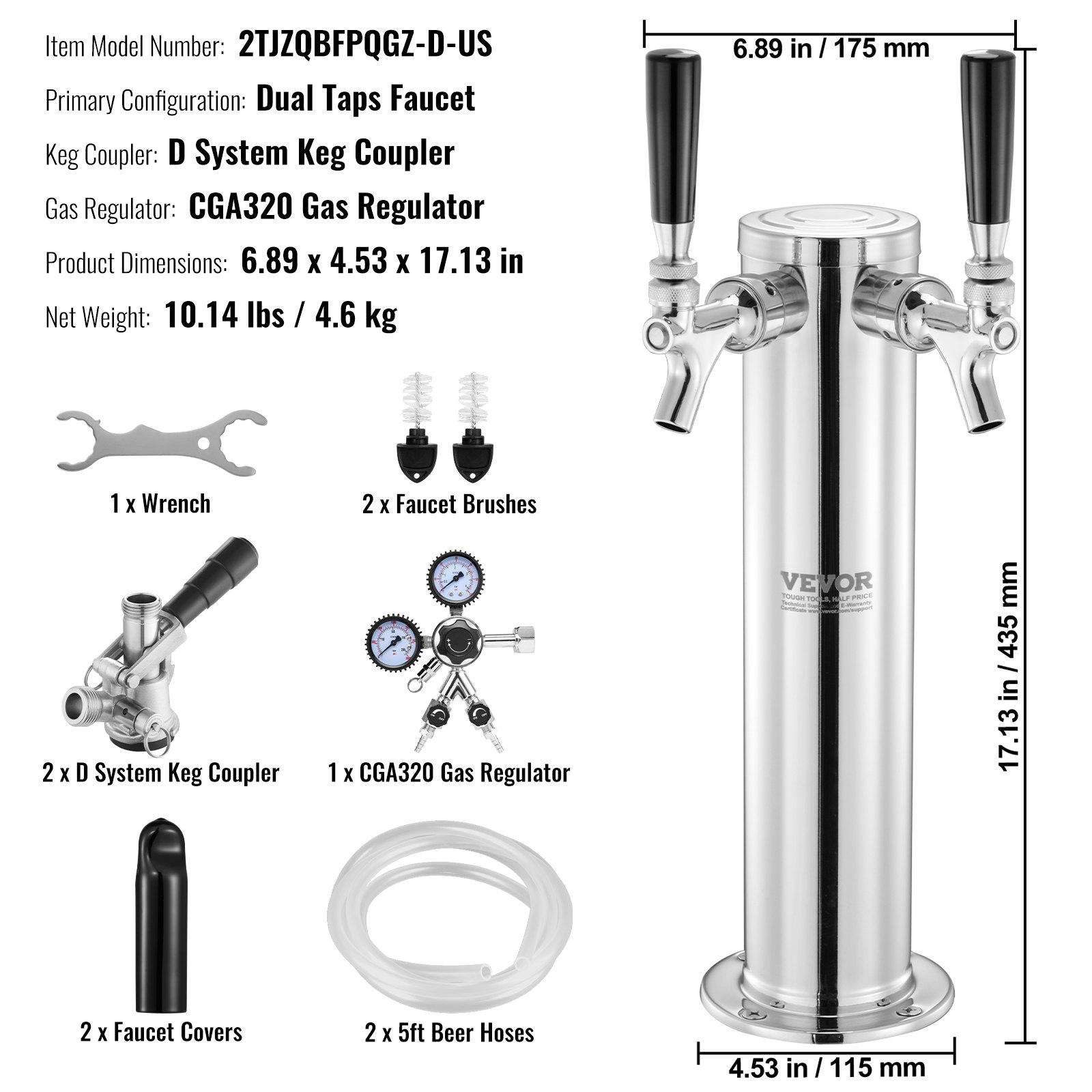 Kegerator Tower Kit, Self-Closing Spring for Party Bar Home