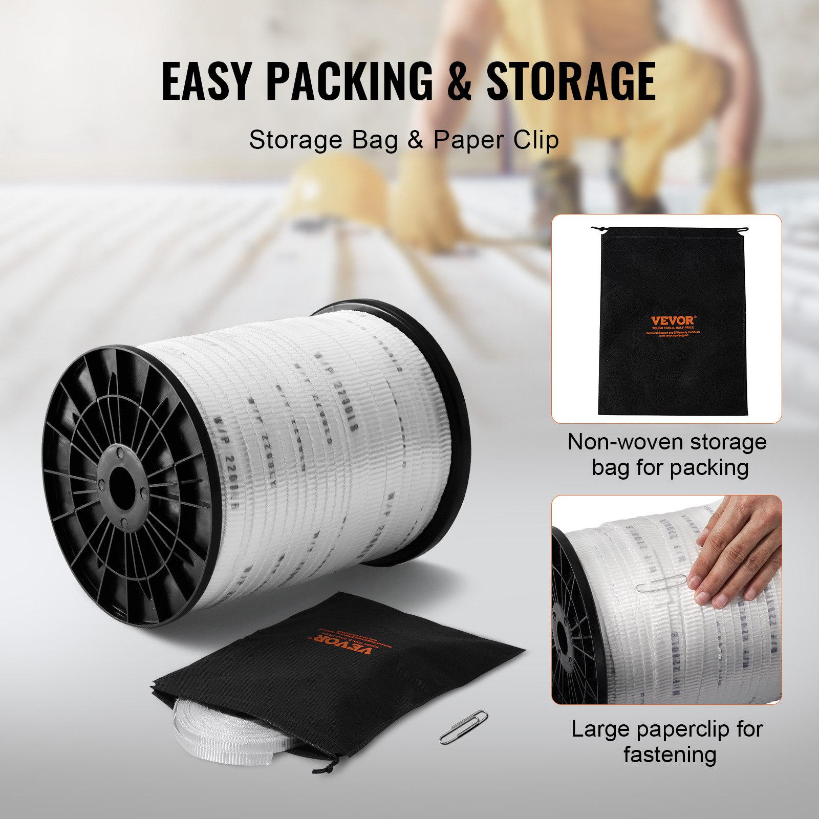 Polyester Pull Tape, 5/8" x 630' Mule Tape Flat Rope, Whit