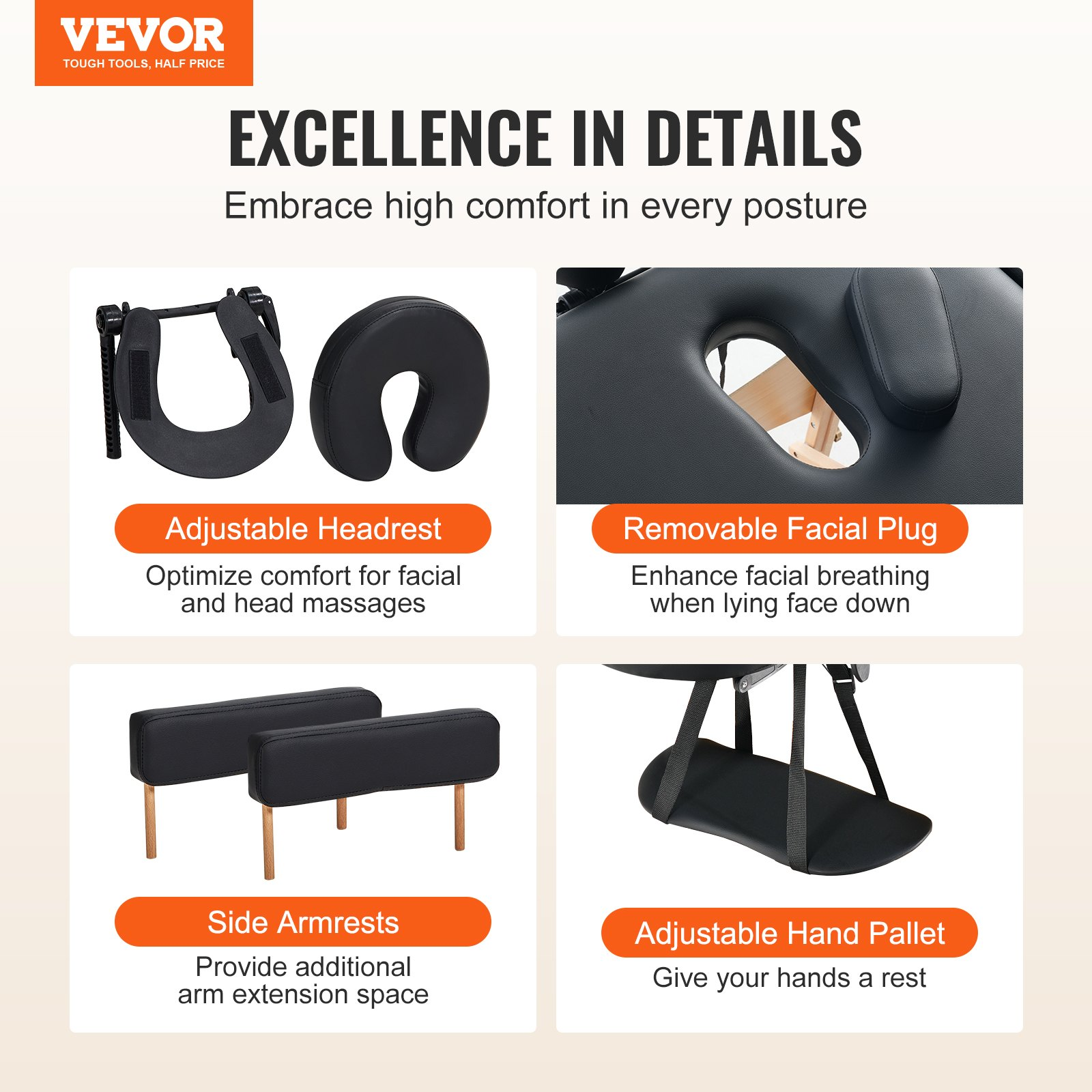 VEVOR Portable Massage Table 24" W, 2 Folding Lightweight Massage Table, 600LBS - Picture 7 of 11