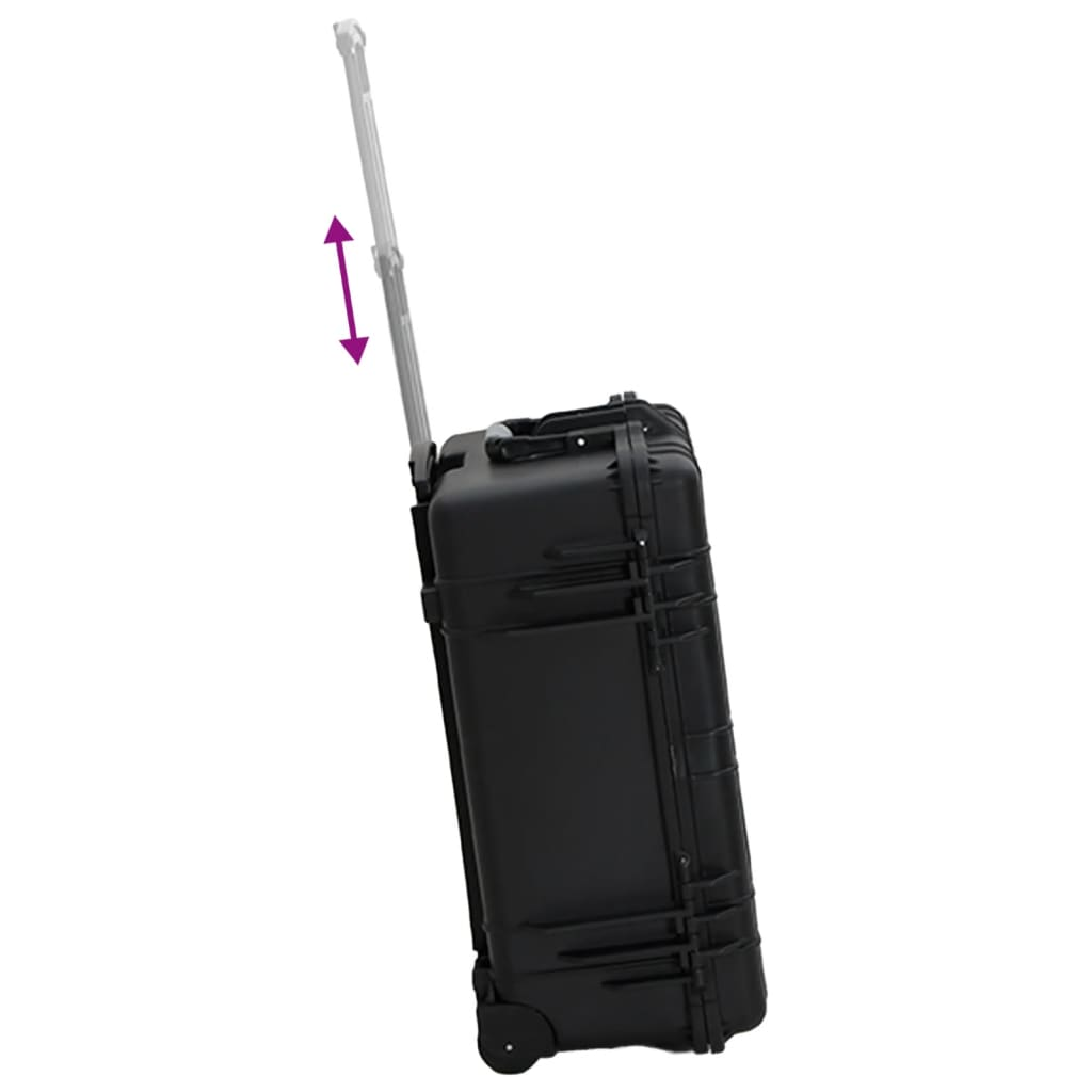 vidaXL Wheeled Flight Case - Black, 58x45x27 cm, PP - Ultimate Travel Protection - Picture 6 of 11