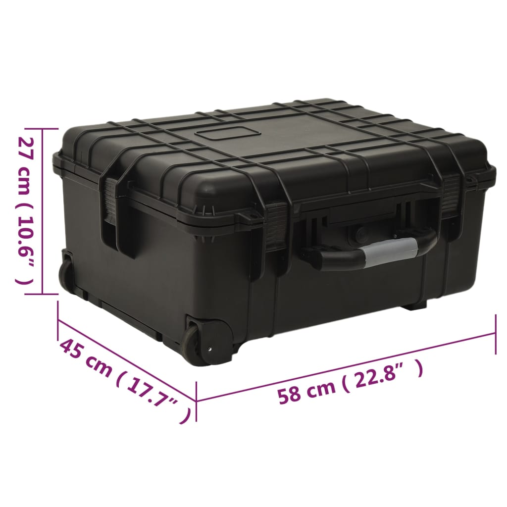 vidaXL Wheeled Flight Case - Black, 58x45x27 cm, PP - Ultimate Travel Protection - Picture 11 of 11