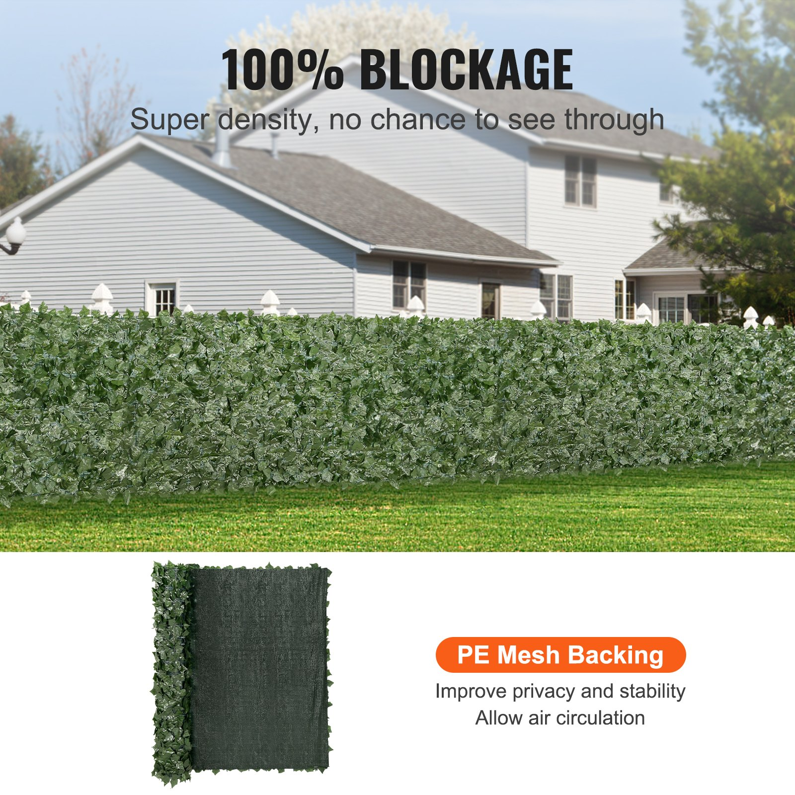 59x98 Ivy Privacy Fence, Artificial Green Wall Screen w/ Mesh Backing Faux Hedge