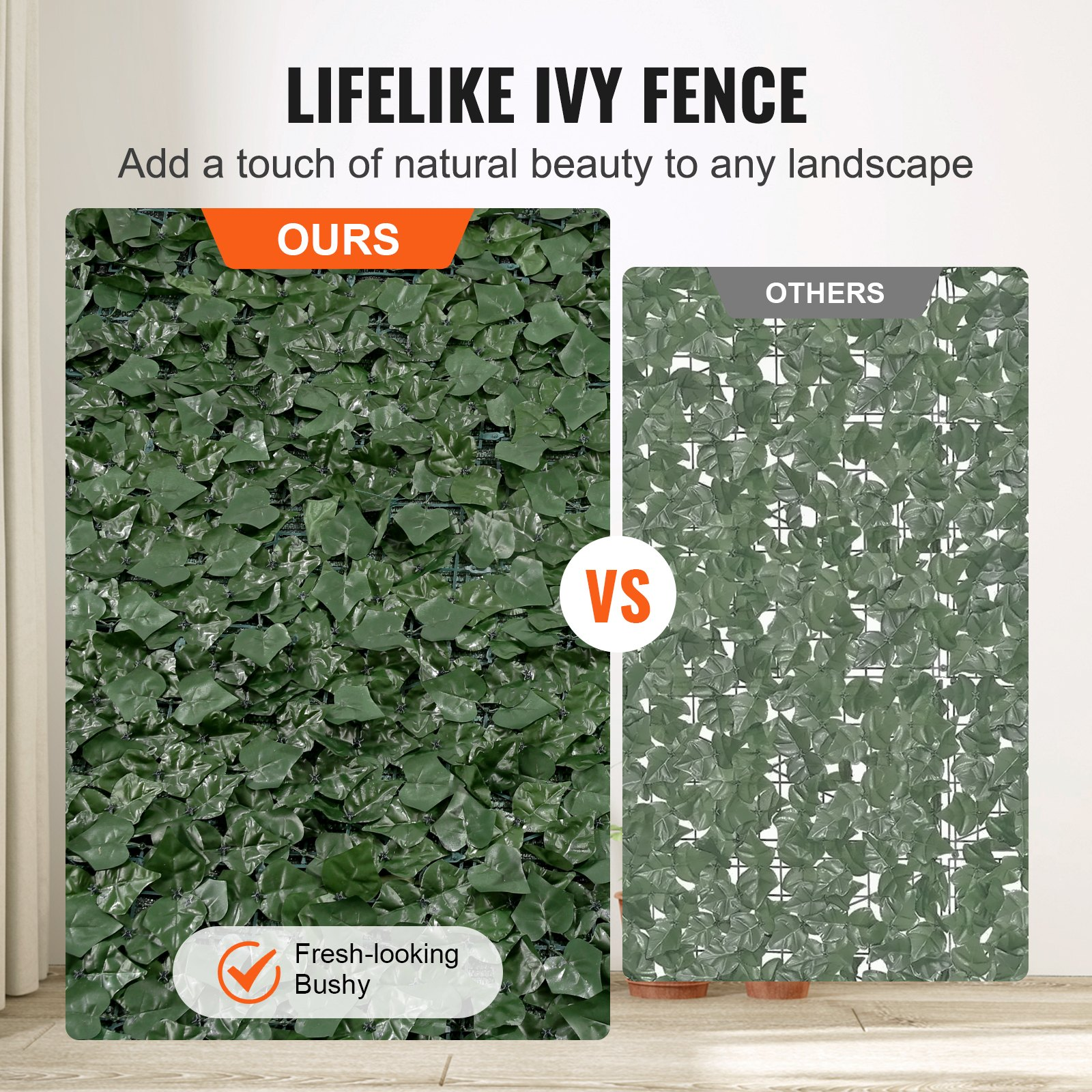 59x98 Ivy Privacy Fence, Artificial Green Wall Screen w/ Mesh Backing Faux Hedge