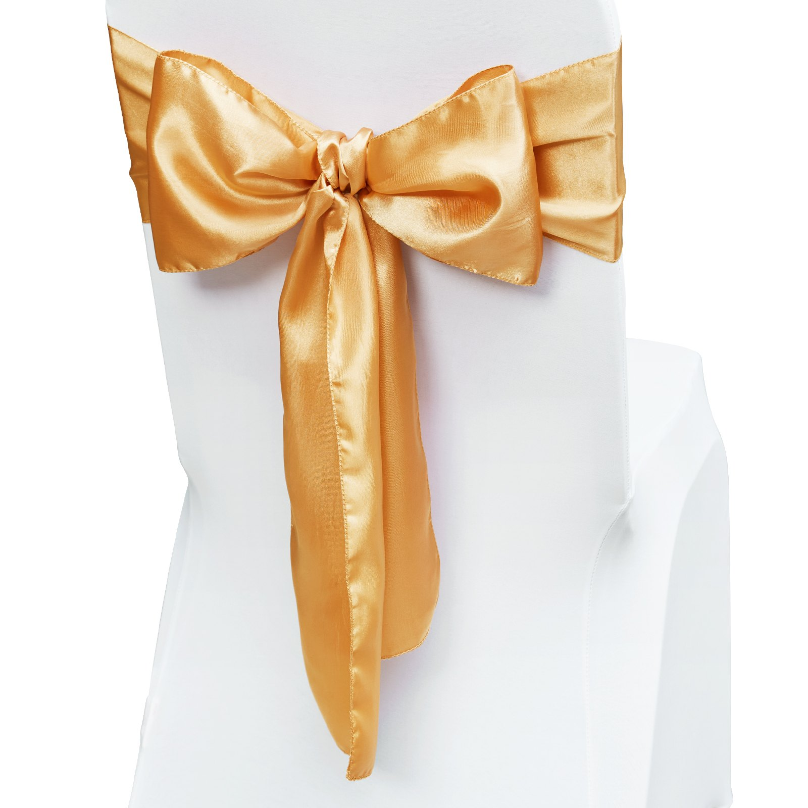Stretch Spandex Chair Sashes Bows, Celebration Chair Decoration (50 PCS Gold) - Bild 10 von 10