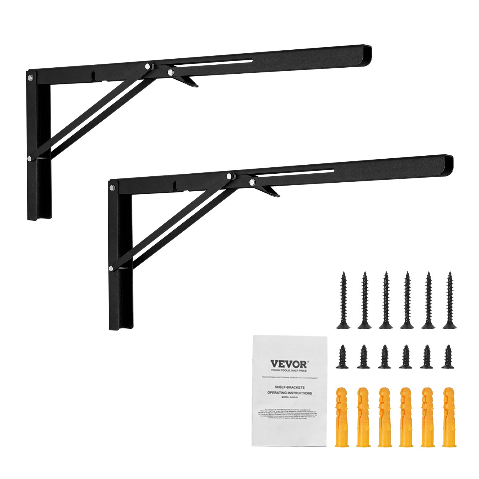 VEVOR Shelf Bracket Foldable, 24” L 2 Pcs , Heavy Duty Floating Shelf Brackets, 