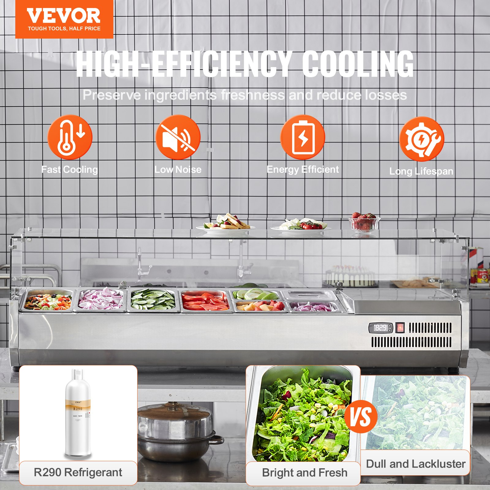 Refrigerated Condiment Prep Station Countertop 4×1/3 & 4×1/6 Pans ETL 814 814