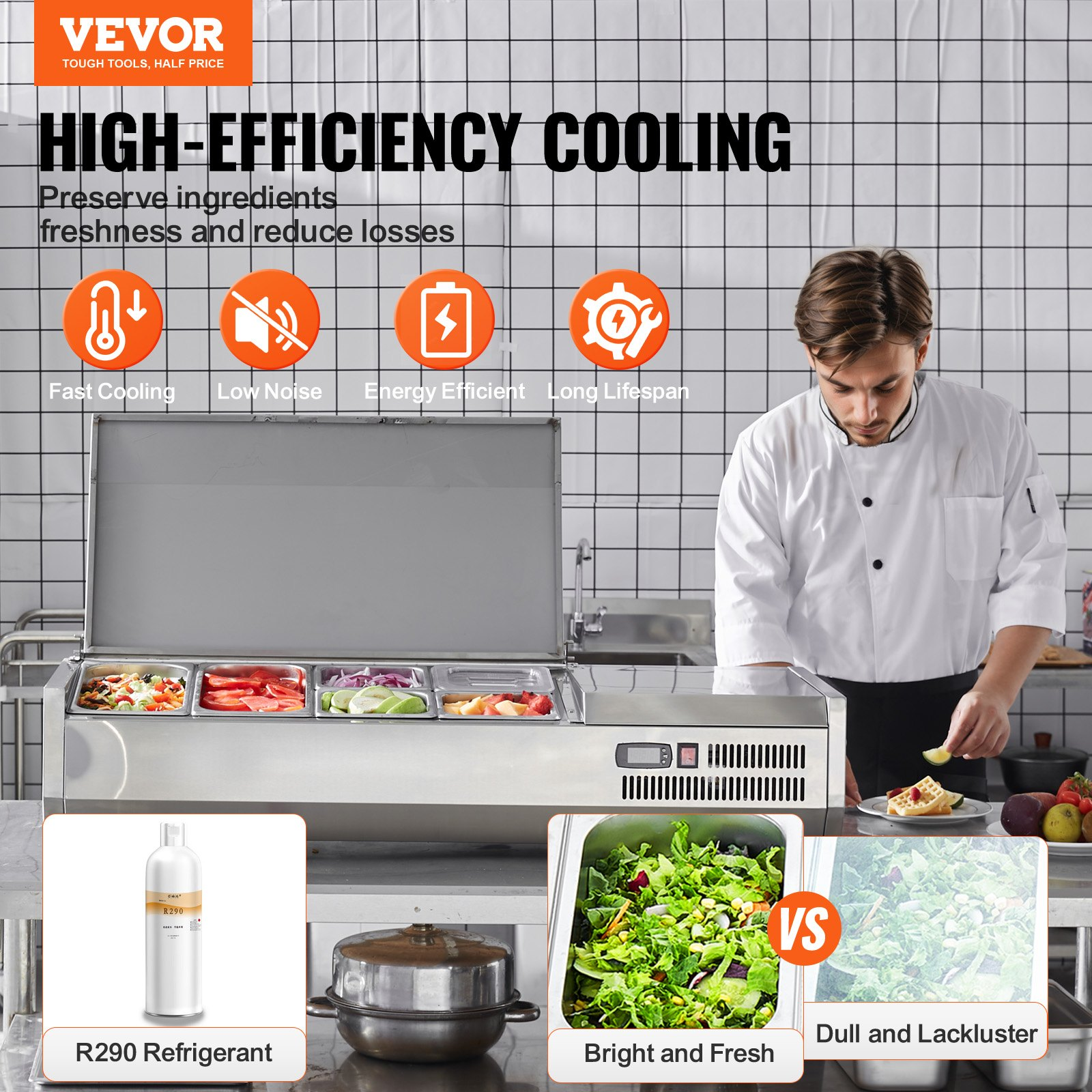 Refrigerated Condiment Prep Station 6 Pan Countertop Sandwich Prep Table