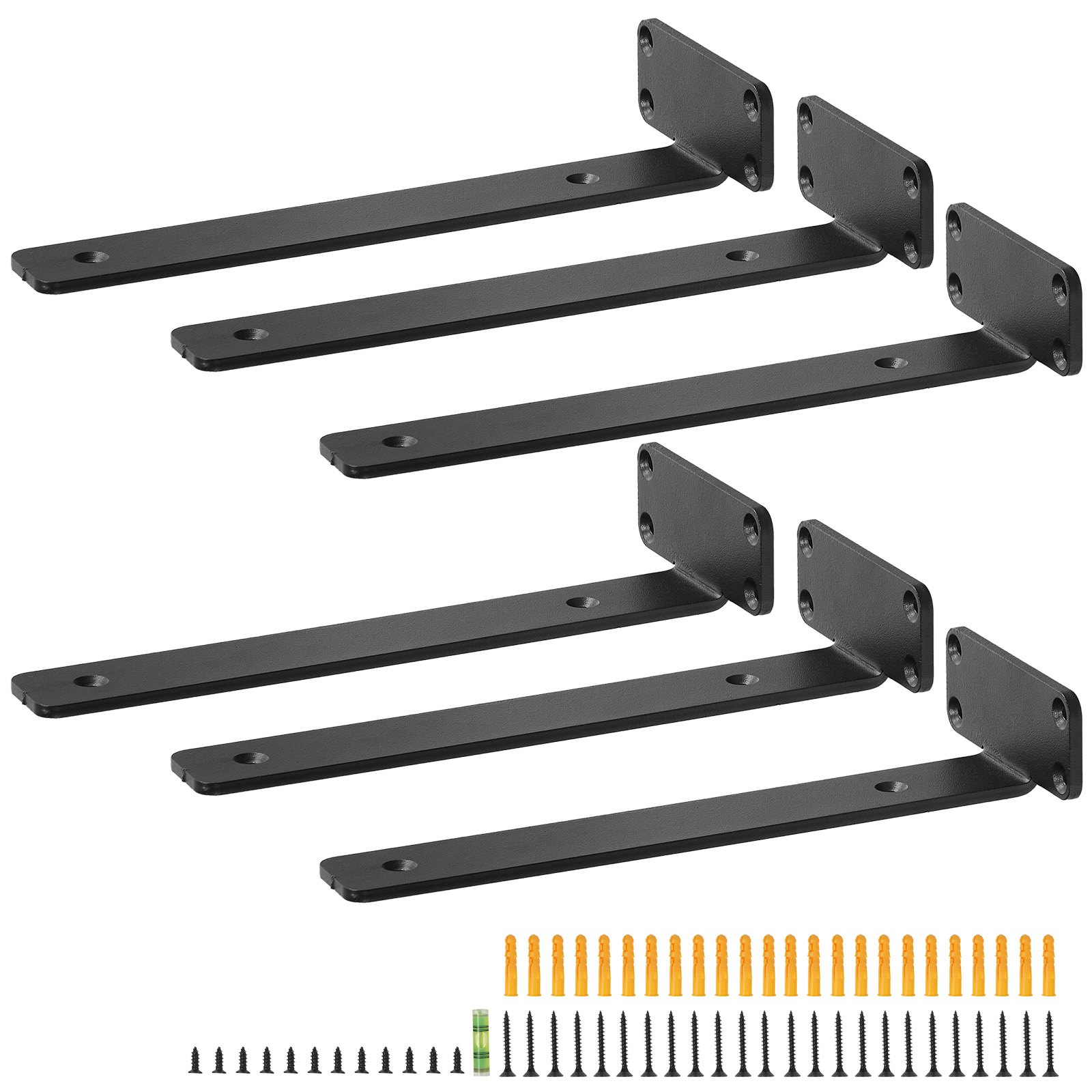 6 Pack Heavy Duty Shelf Brackets 10x4" - Matte Black Steel, 160 lbs Capacity - Picture 8 of 10
