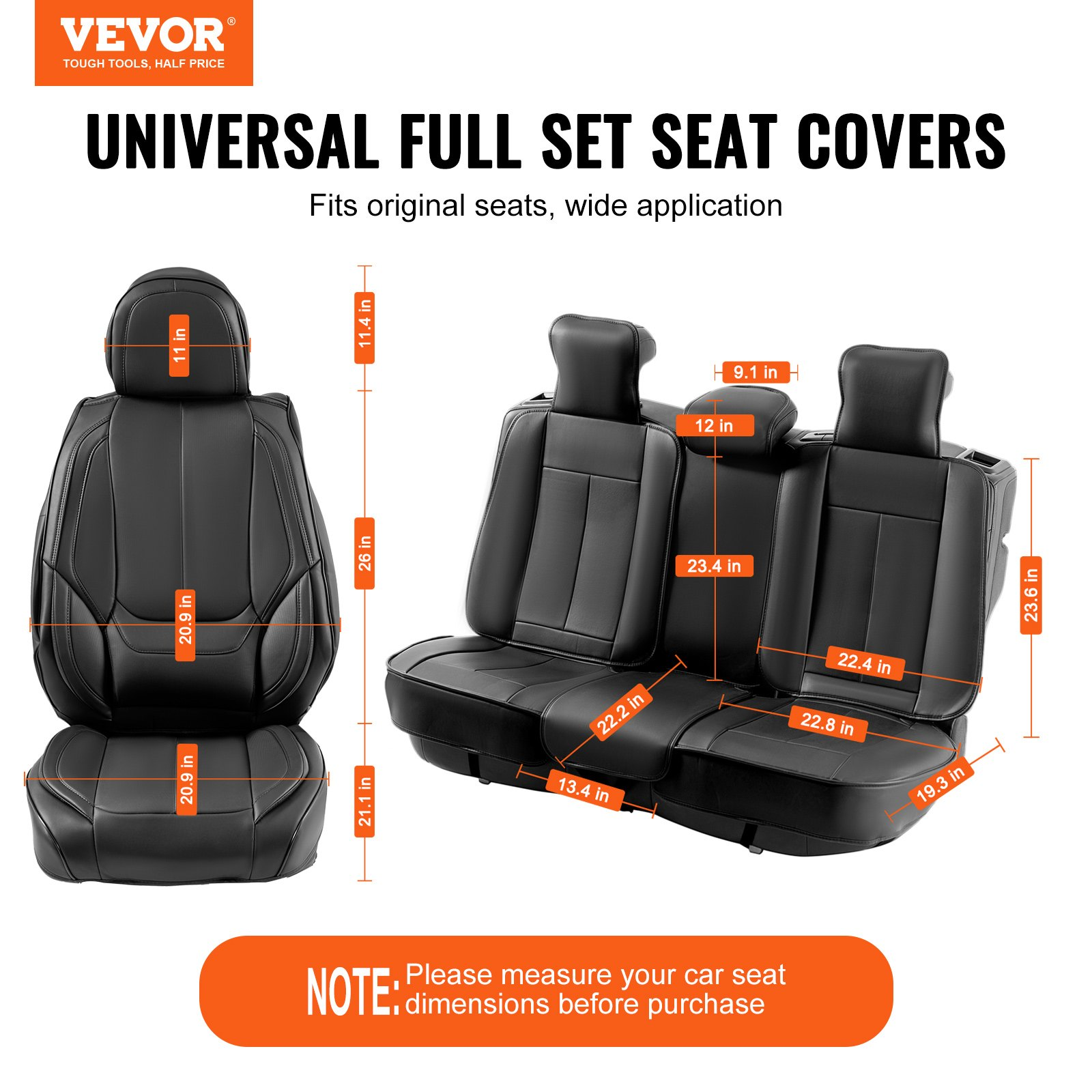 Seat Covers, Universal Car Seat Covers Full Set Seats, for Most Car SUV Truck